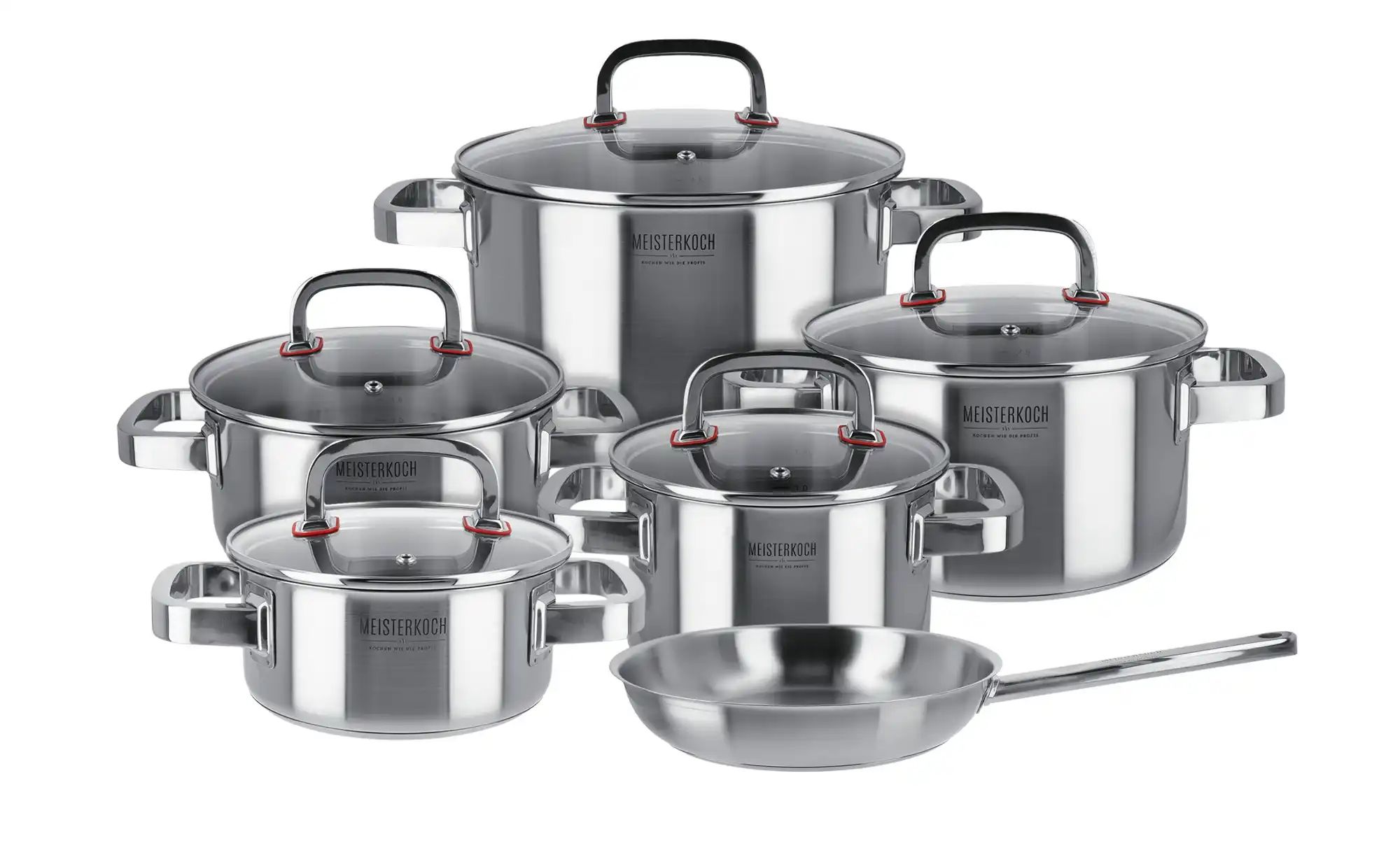 Meisterkoch Topfset FOCUS 6-teilig FOCUS ¦ silber ¦ Edelstahl,Silikon Töpfe günstig online kaufen