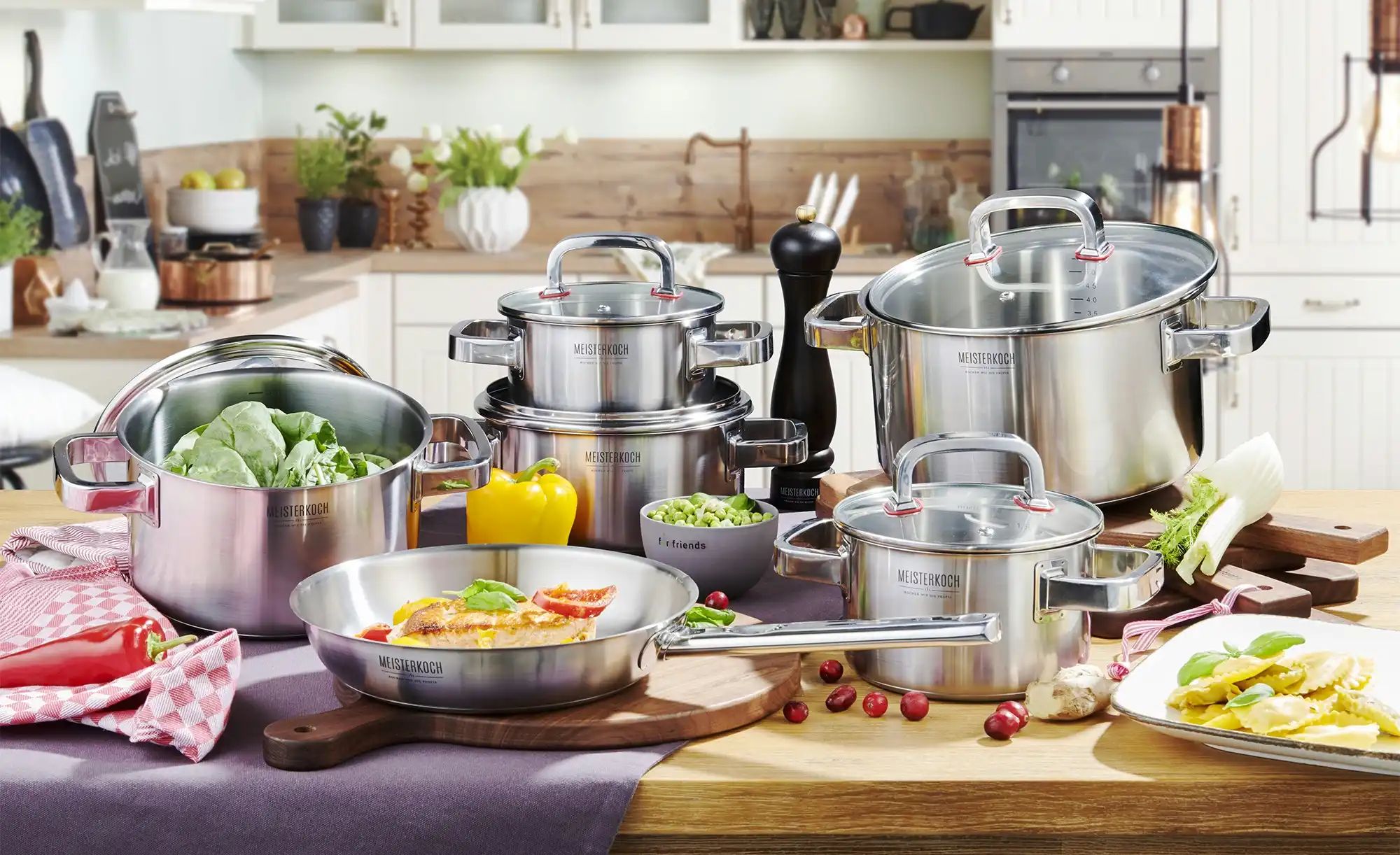 Thumbnail - Meisterkoch Topfset FOCUS 6-teilig FOCUS ¦ silber ¦ Edelstahl,Silikon Töpfe & Pfannen & Zubehör > Topf und Pfannen-Sets ...