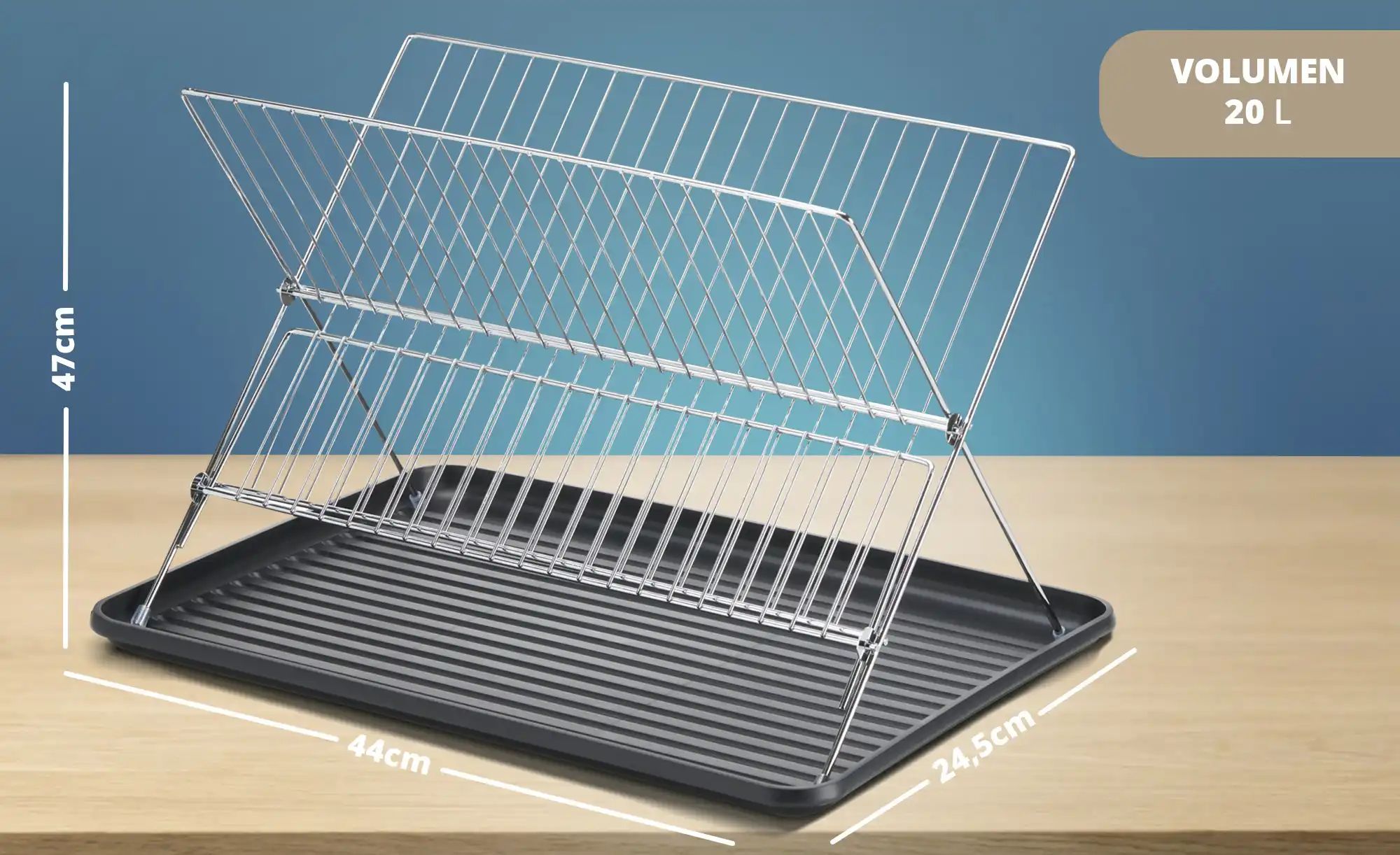 Thumbnail - KHG Abtropfgestell mit Abtropfschale  ¦ silber ¦ Stahl,Kunststoff ¦ Maße (cm): B: 44 H: 32 T: 24.5 Küchenzubehör & Helfe...