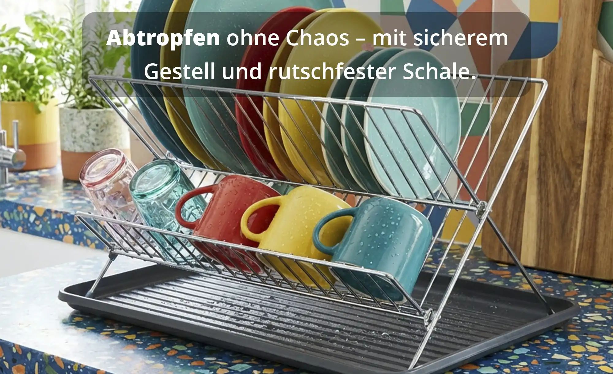 Thumbnail - KHG Abtropfgestell mit Abtropfschale  ¦ silber ¦ Stahl,Kunststoff ¦ Maße (cm): B: 44 H: 32 T: 24.5 Küchenzubehör & Helfe...