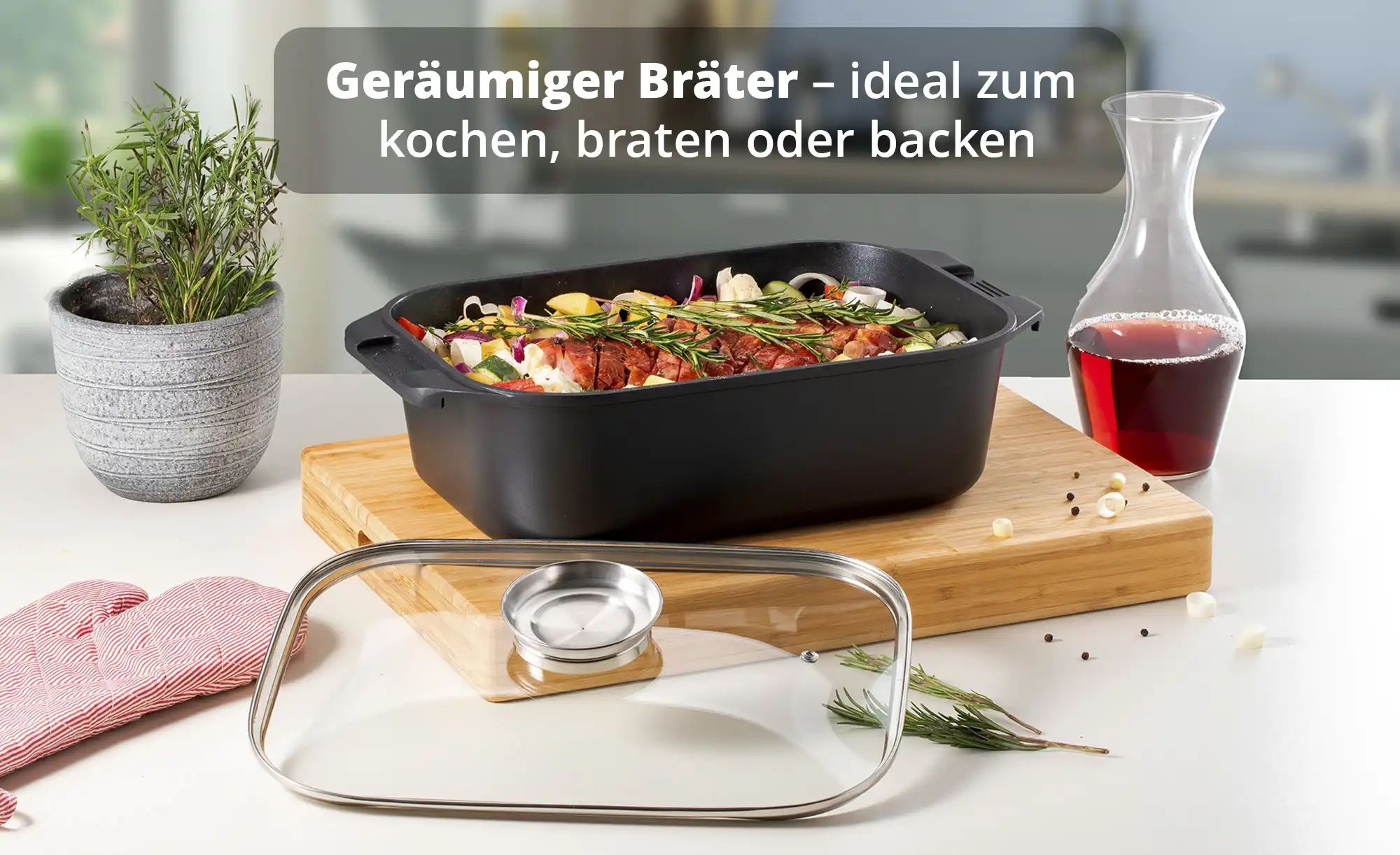 KHG Aromabräter aus Aluguss eckig  ¦ schwarz ¦ Aluminium-Guss ¦ Maße (cm): günstig online kaufen