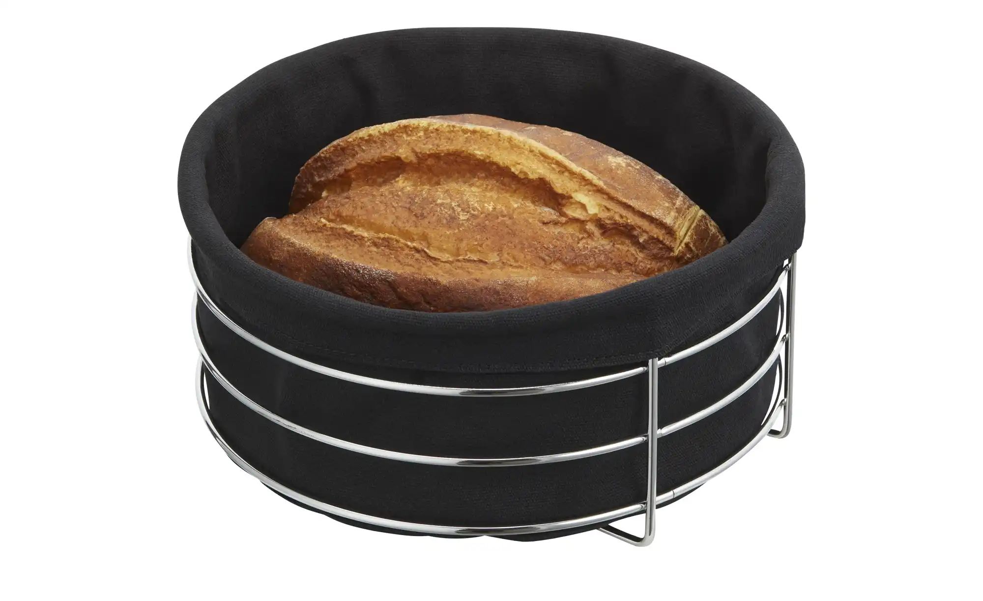 Thumbnail - KHG Brotkorb   ¦ schwarz ¦ Edelstahl,Textil ¦ Maße (cm): H: 10,7  Ø: 23.5 Küchenzubehör & Helfer > Brot Aufbewahrung - H...