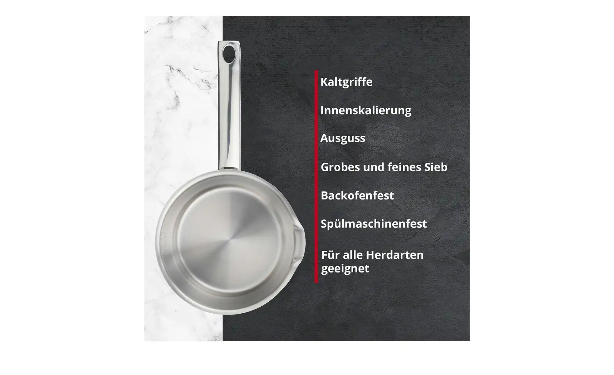 Thumbnail - Meisterkoch Kasserolle KONUS ¦ silber ¦ Edelstahl ¦ Maße (cm): H: 9,5 Ø: 16 Töpfe & Pfannen & Zubehör > Töpfe - Höffne...