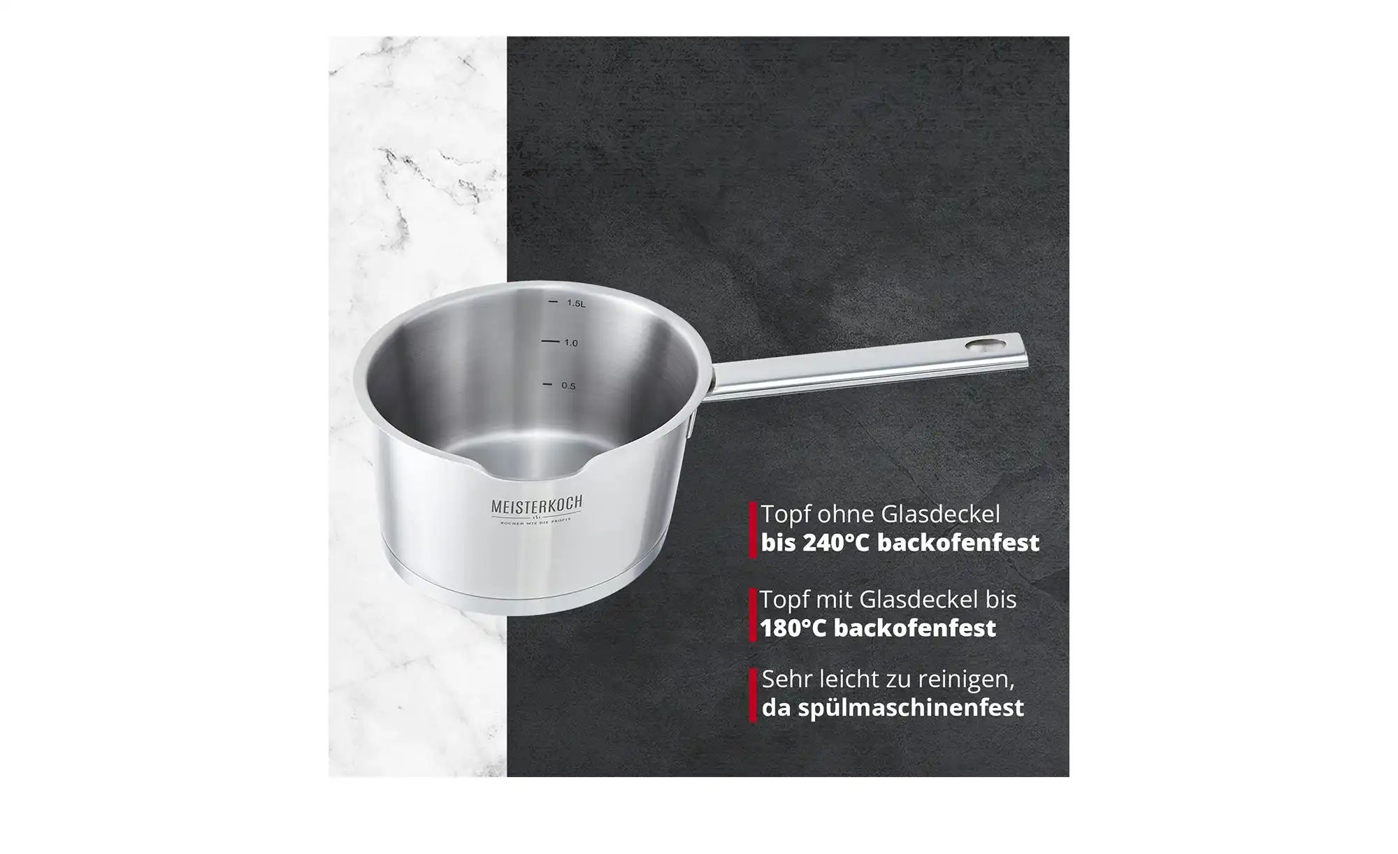 Thumbnail - Meisterkoch Kasserolle KONUS ¦ silber ¦ Edelstahl ¦ Maße (cm): H: 9,5 Ø: 16 Töpfe & Pfannen & Zubehör > Töpfe - Höffne...