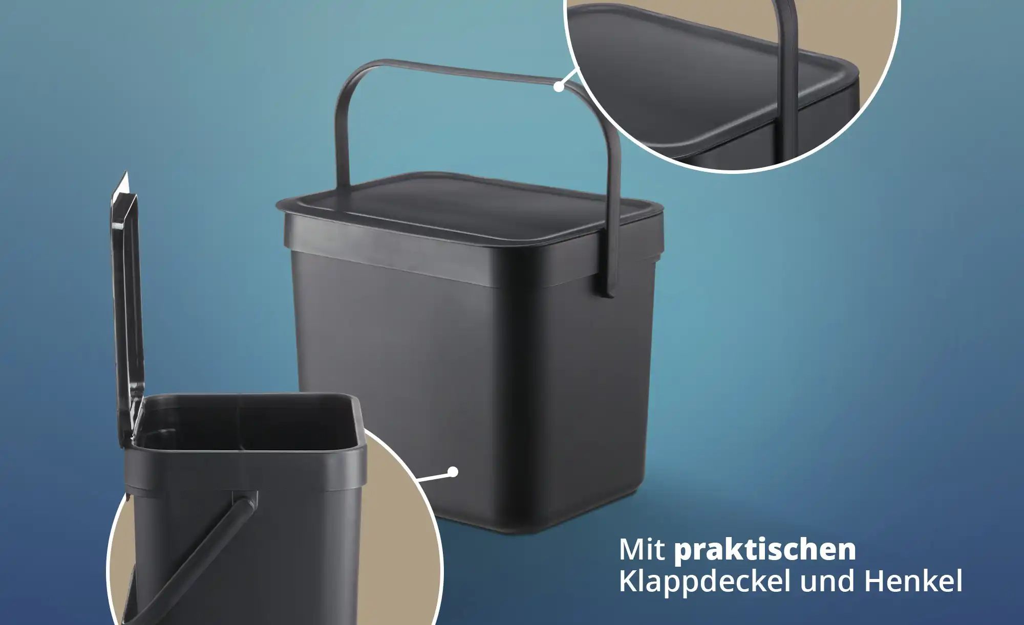 KHG Abfalleimer 7L mit Henkel   ¦ schwarz ¦ Kunststoff ¦ Maße (cm): B: 25 H günstig online kaufen