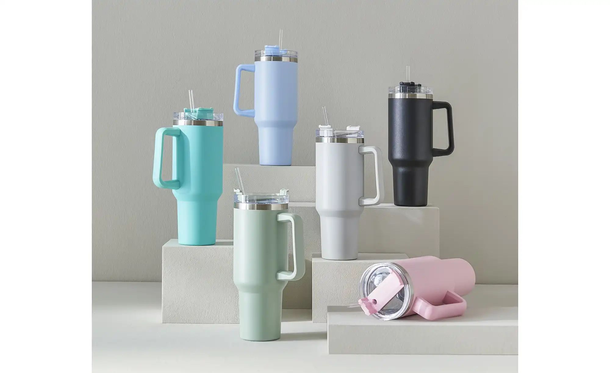 Thumbnail - KHG To Go Becher   ¦ blau ¦ Edelstahl,Kunststoff ¦ Maße (cm): H: 27  Ø: 10 Kaffee & Tee > Isolierbecher - Höffner