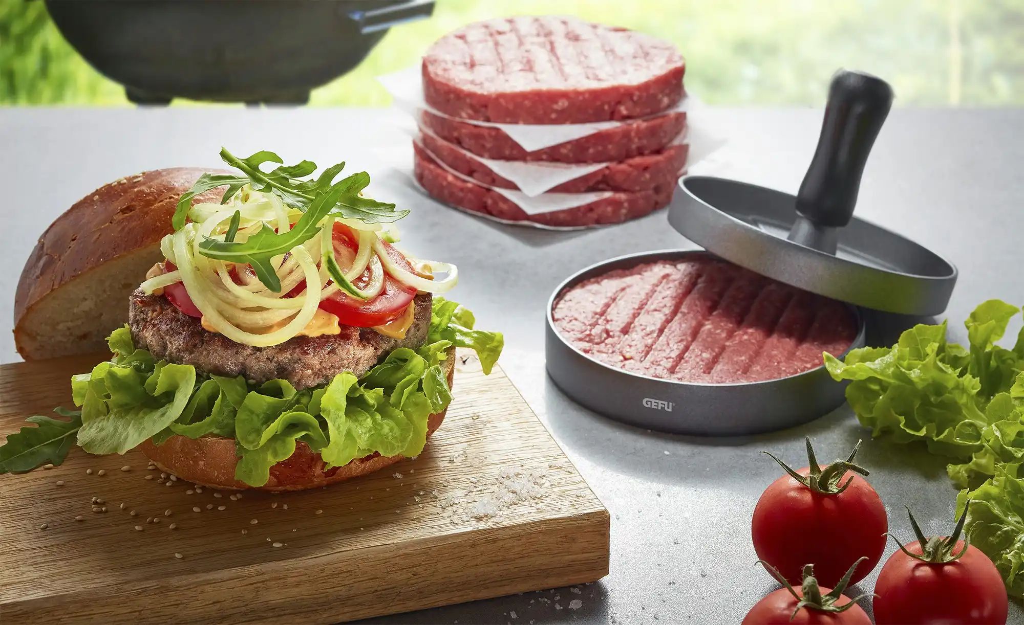 Gefu Burgerpresse  BBQ ¦ grau ¦ Aluminium ¦ Maße (cm): B: 11,8 H: 9,3 Küche günstig online kaufen