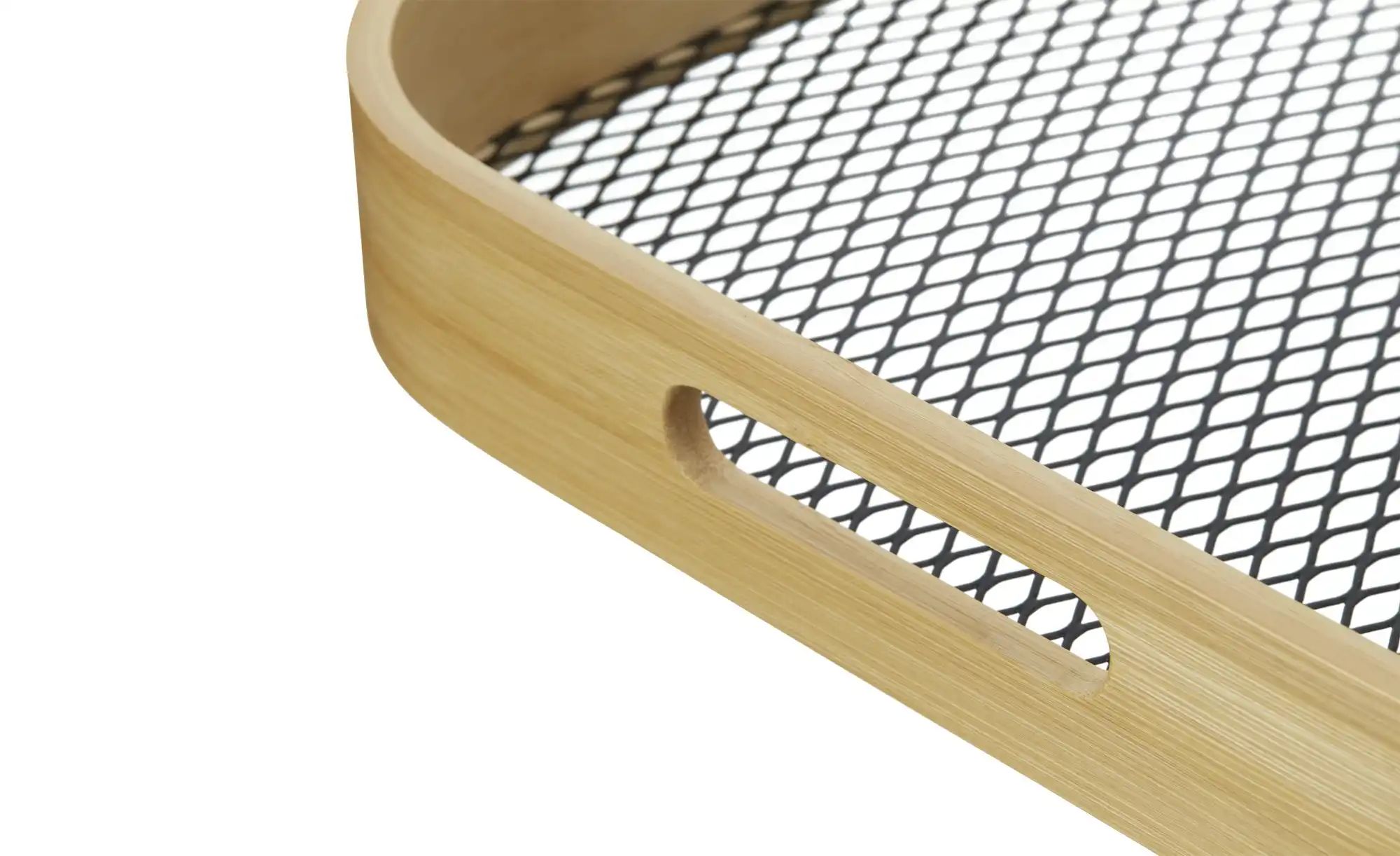 KHG Serviertablett   ¦ holzfarben ¦ Bambus,Metall ¦ Maße (cm): B: 33 H: 4,6 günstig online kaufen