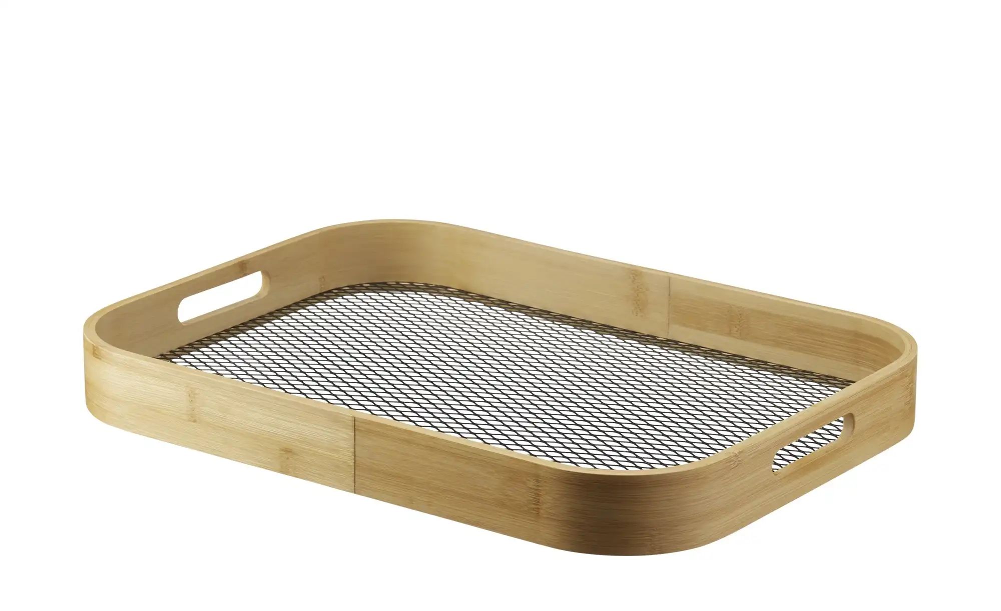 KHG Serviertablett   ¦ holzfarben ¦ Bambus,Metall ¦ Maße (cm): B: 33 H: 4,6 günstig online kaufen