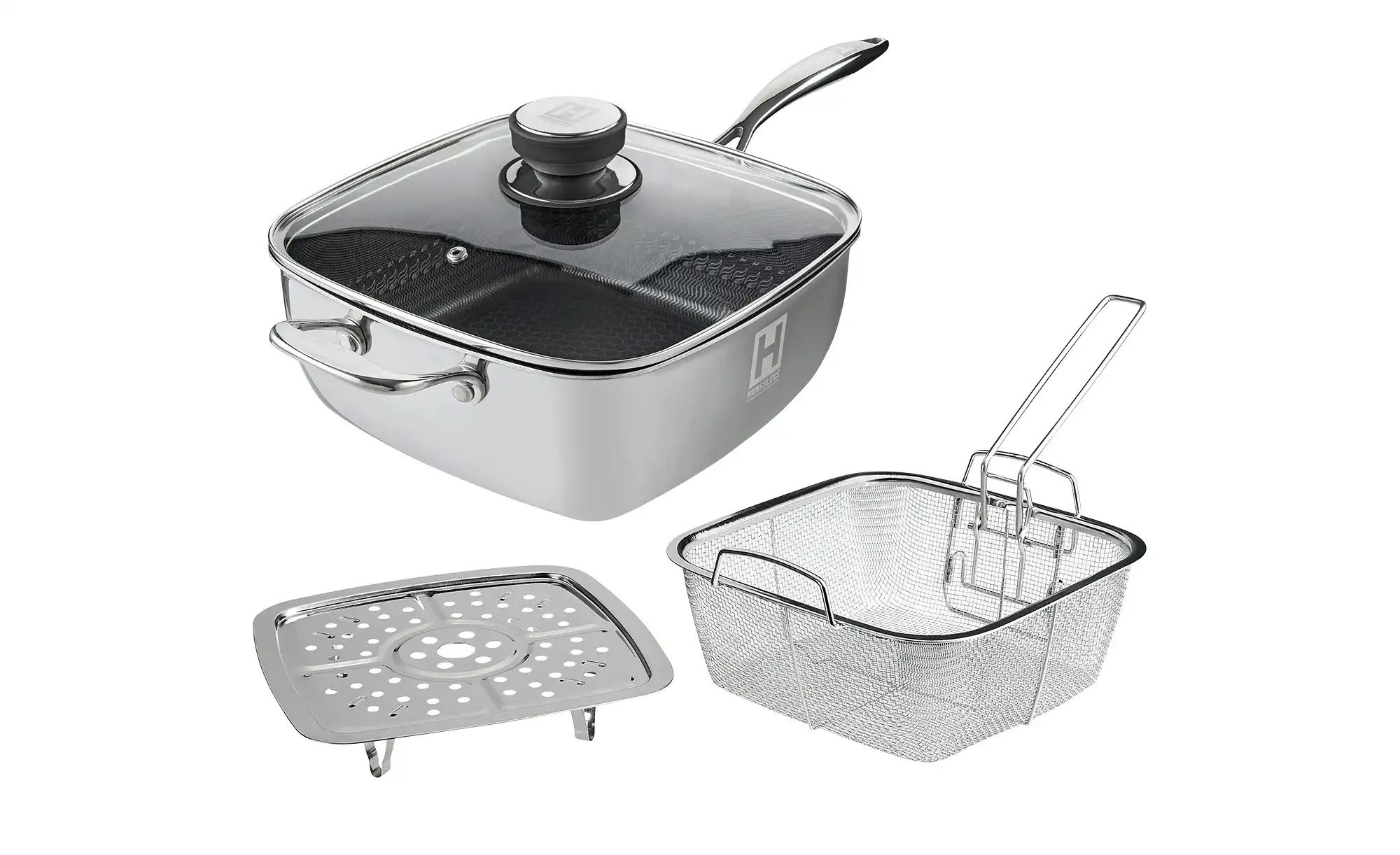 Hensslers Schmorpfanne   ¦ silber ¦ Edelstahl ¦ Maße (cm): B: 25,5 H: 9,5 T günstig online kaufen