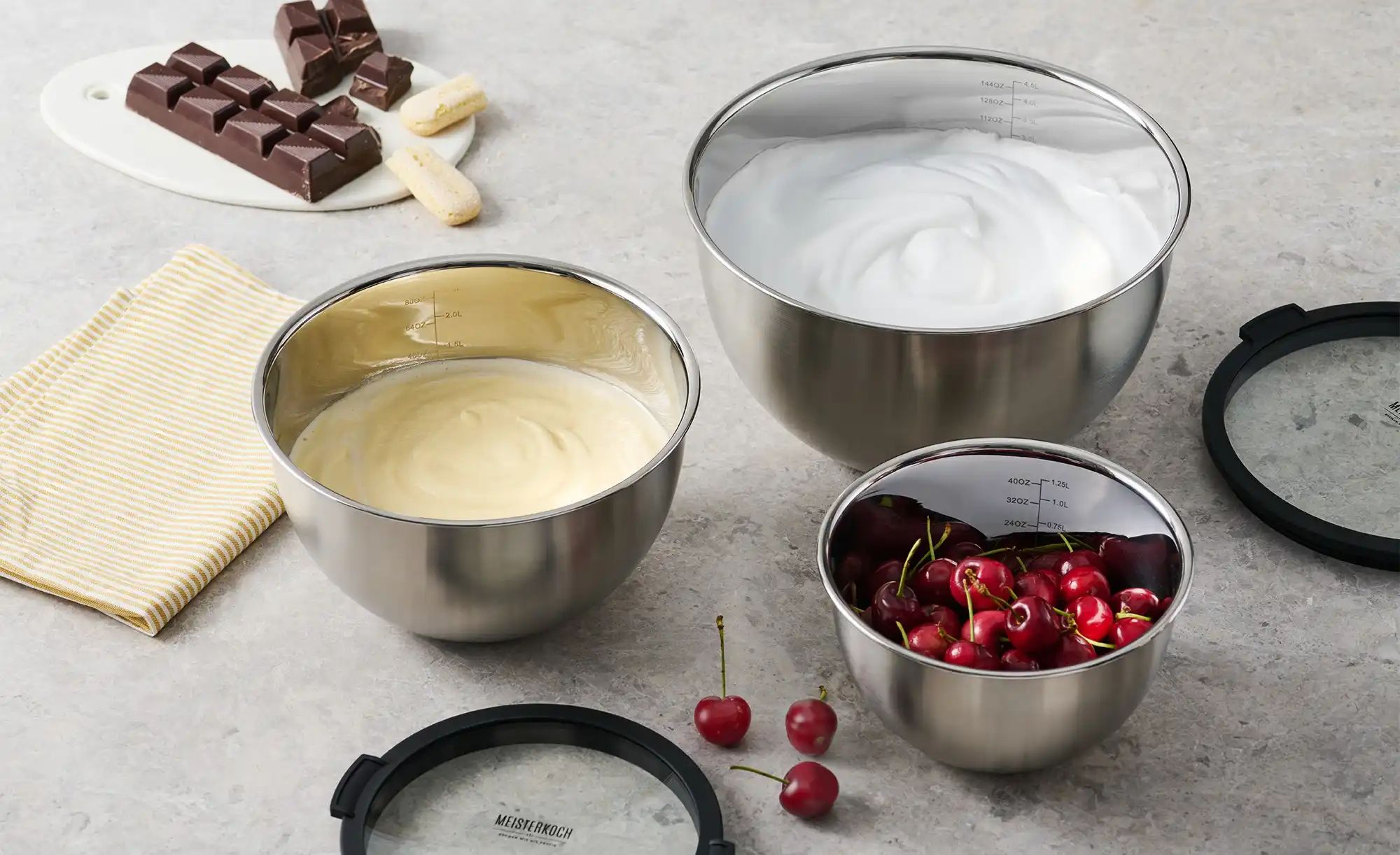 Meisterkoch Rührschüsselset  OPTIMUS ¦ silber ¦ Edelstahl,Silikon Küchenzub günstig online kaufen