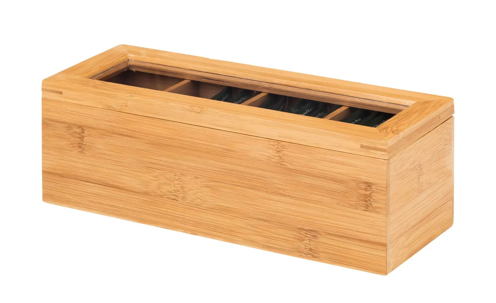 KHG Teebeutelbox   ¦ Bambus,Glas ¦ Maße (cm): B: 10 H: 9,7 Küchenzubehör & günstig online kaufen