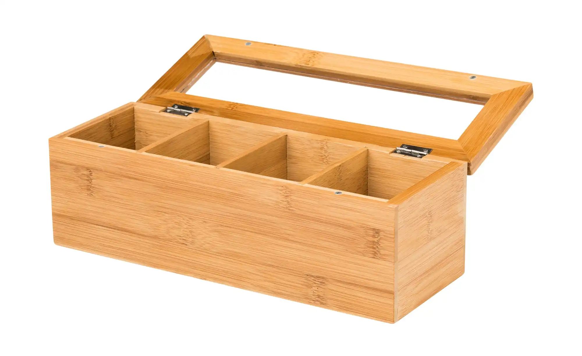KHG Teebeutelbox   ¦ Bambus,Glas ¦ Maße (cm): B: 10 H: 9,7 Küchenzubehör & günstig online kaufen