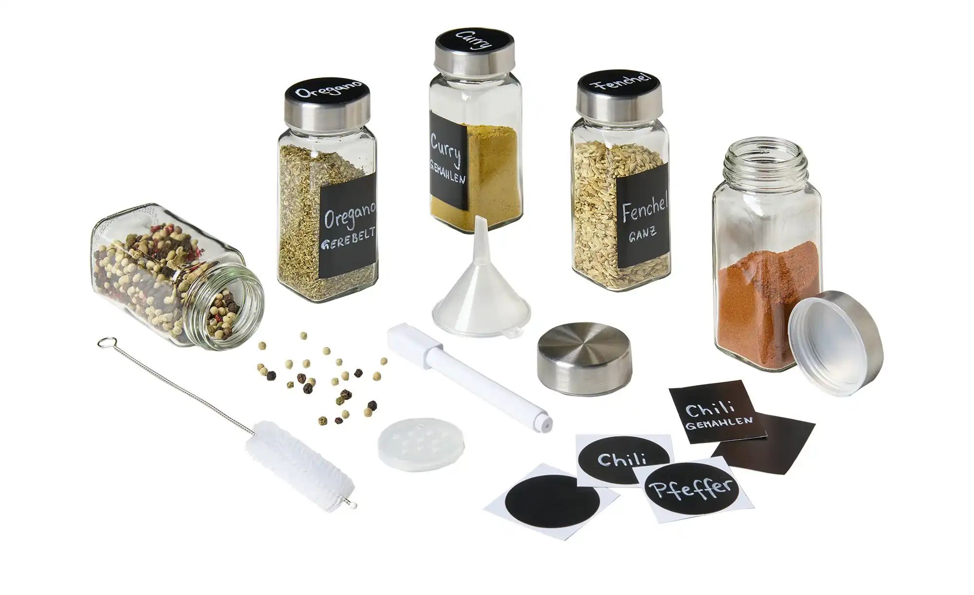 KHG Streuer-Set    ¦ Glas,Edelstahl,Papier ¦ Maße (cm): B: 10 H: 22 Küchenz günstig online kaufen