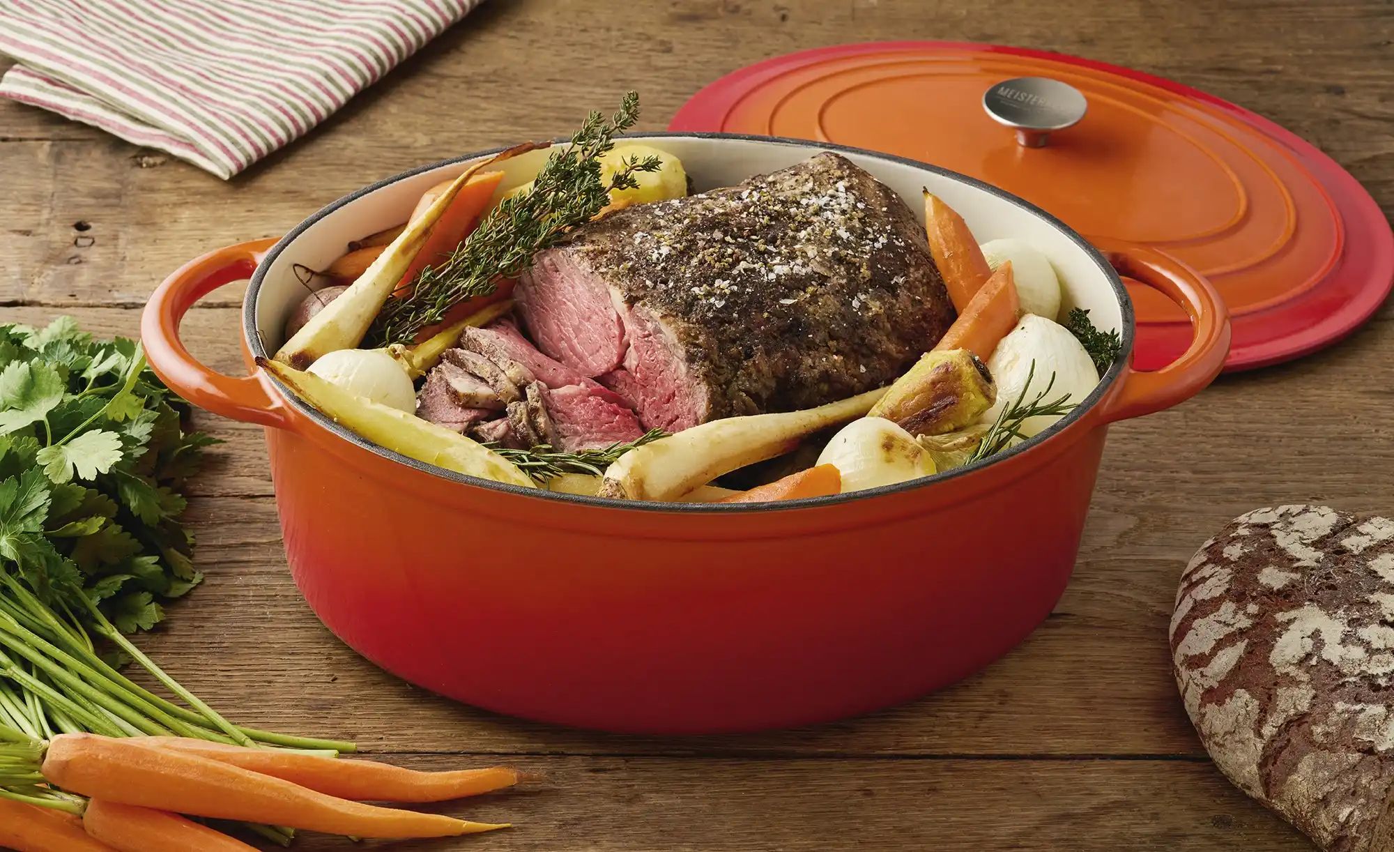 Meisterkoch Bräter  OPUS ¦ orange ¦ Gußeisen ¦ Maße (cm): B: 38 H: 14 Töpfe günstig online kaufen
