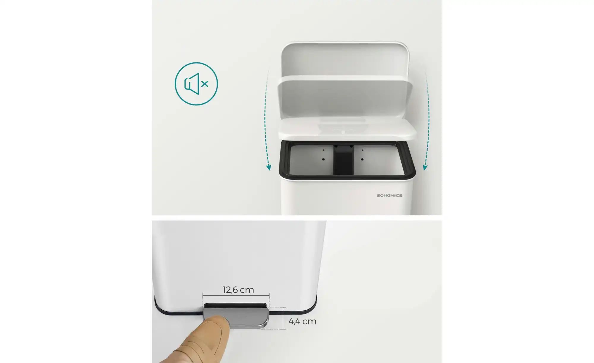 Thumbnail - Mülleimer ¦ weiß ¦ Metall ¦ Maße (cm): B: 34,8 H: 55,7 Küchenzubehör & Helfer > Abfallbehälter - Höffner