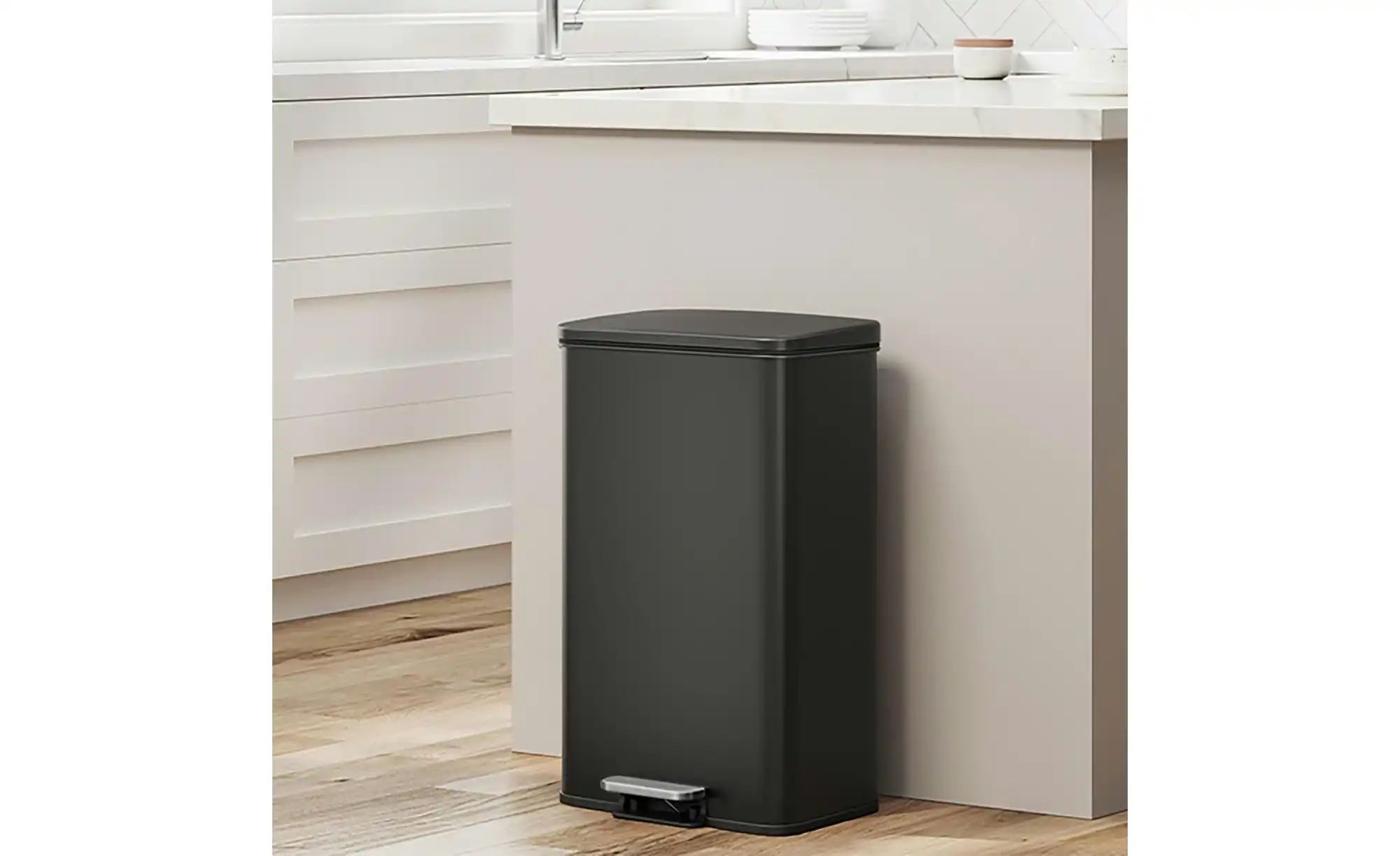 Mülleimer   ¦ schwarz ¦ Metall ¦ Maße (cm): B: 34,8 H: 55,7 Küchenzubehör & günstig online kaufen