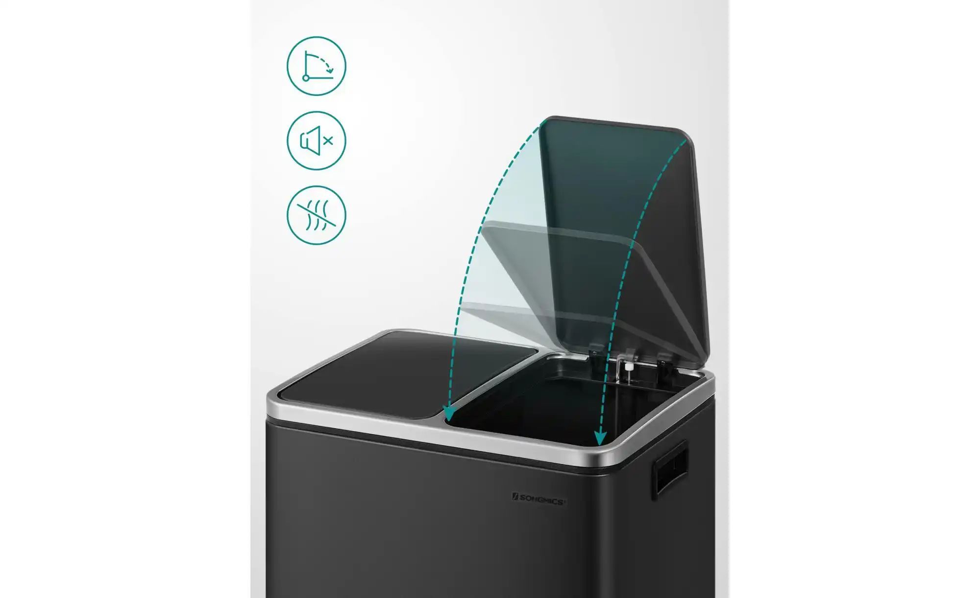 Mülleimer   ¦ schwarz ¦ Metall,Kunststoff ¦ Maße (cm): B: 41 H: 47 Küchenzu günstig online kaufen