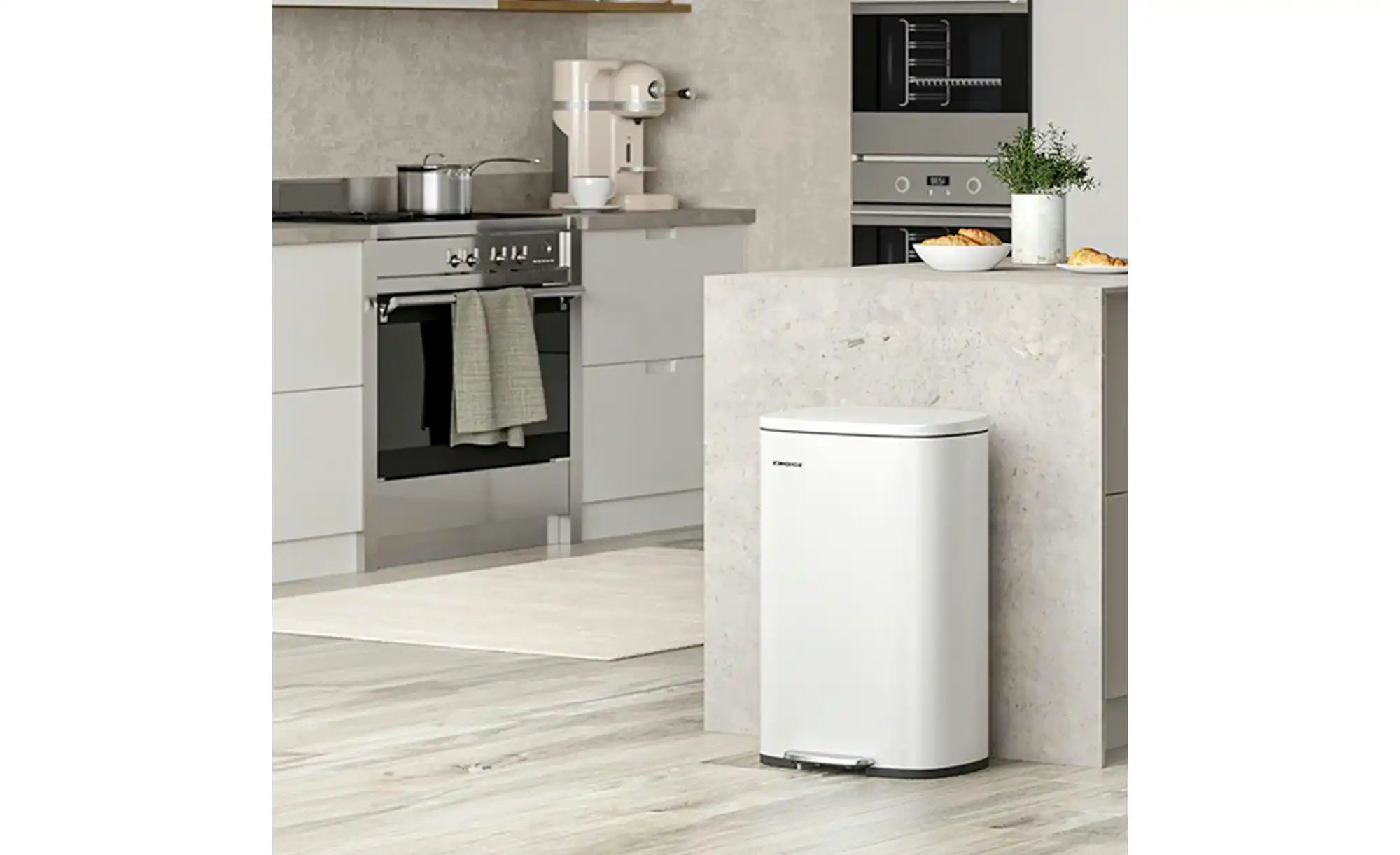 Mülleimer   ¦ weiß ¦ Kunststoff,Stahl ¦ Maße (cm): B: 31,5 H: 39 Küchenzube günstig online kaufen