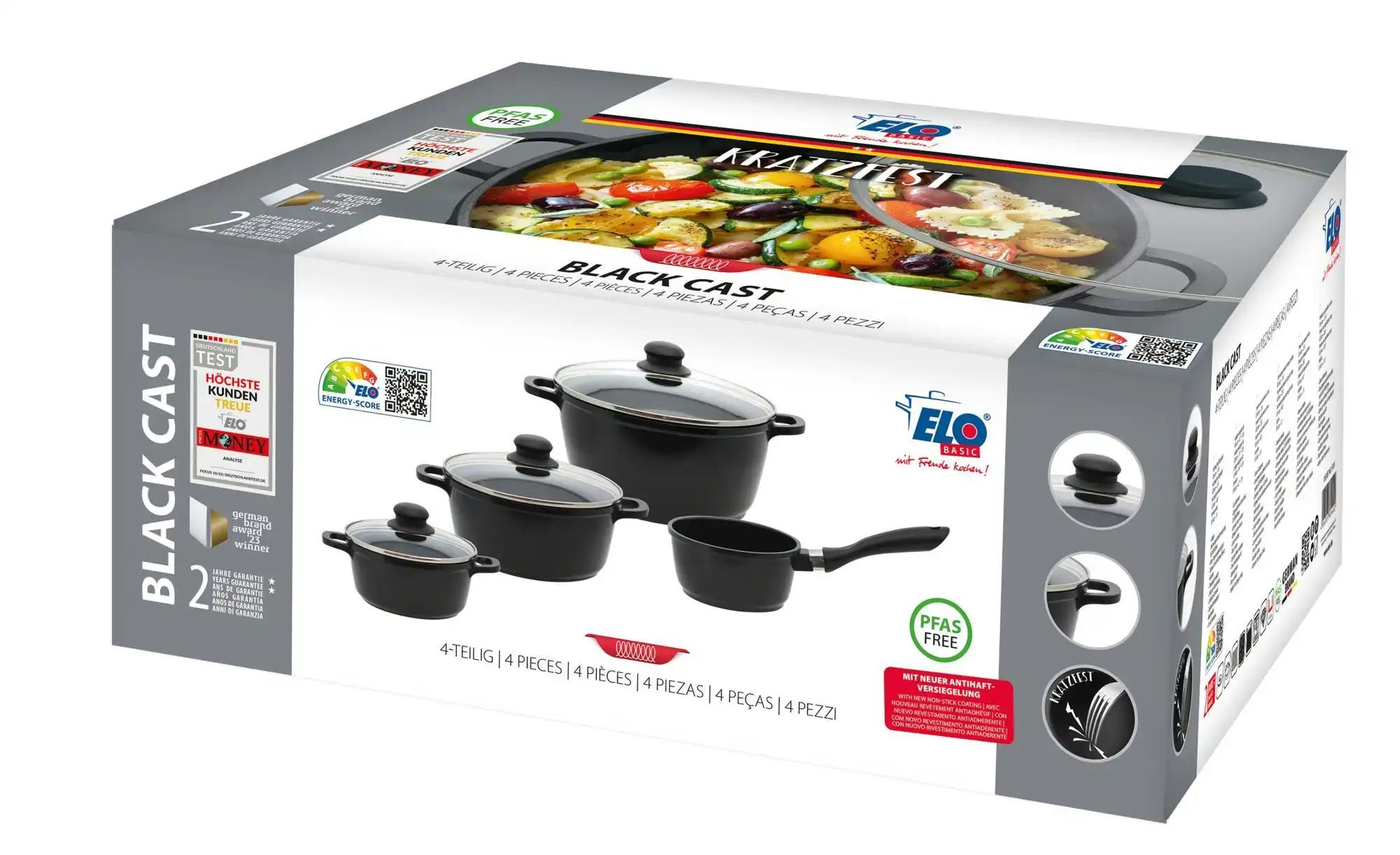 Thumbnail - ELO Topfset 4-teilig BLACK CAST   ¦ schwarz ¦ Aluminium ¦ Maße (cm): B: 47,5 H: 18 Töpfe & Pfannen & Zubehör > Topf und ...