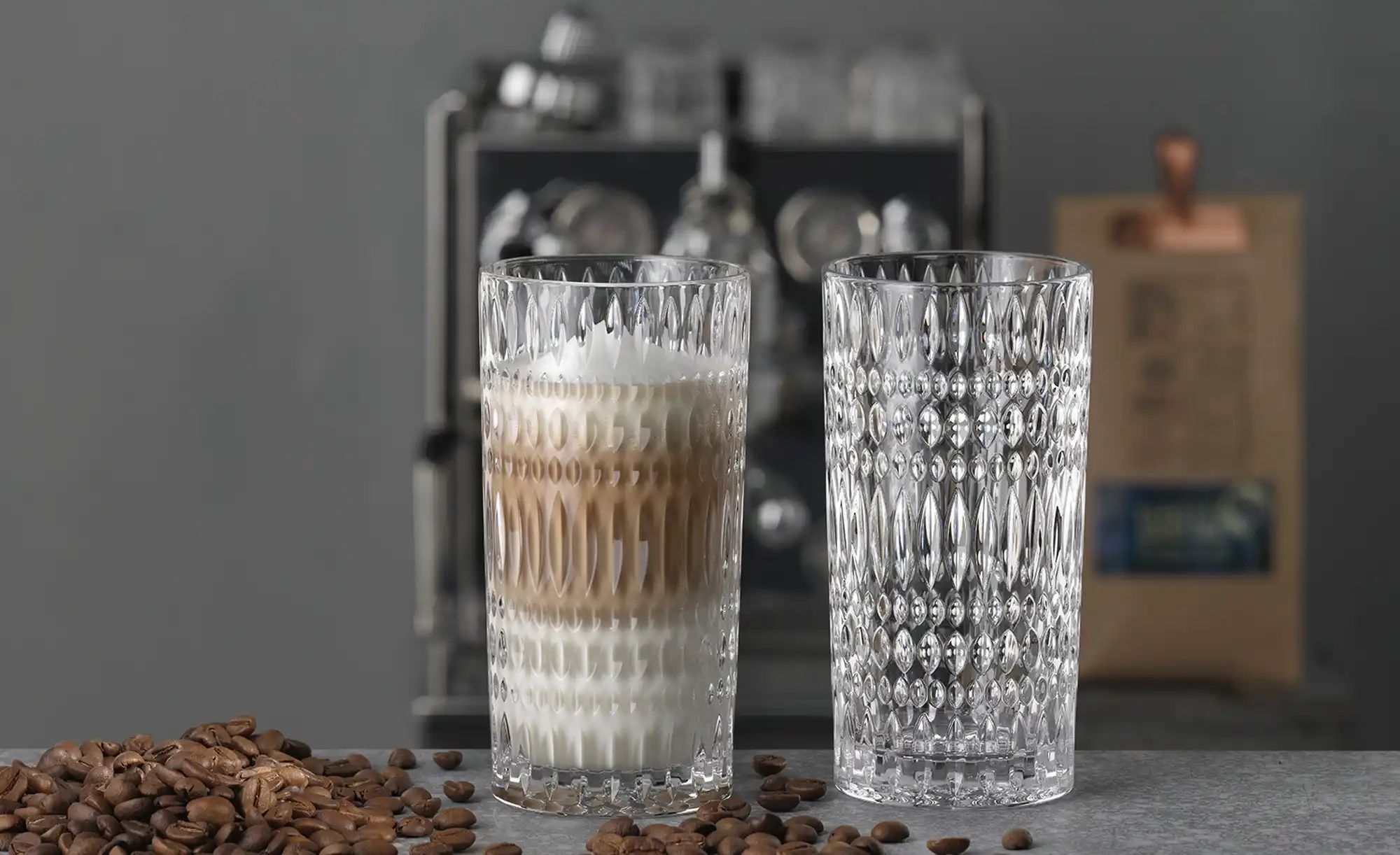 Thumbnail - Nachtmann Latte Macchiato-Gläser 2er Set Ethno Barista ¦ transparent/klar ¦ Glas ¦ Maße (cm): B: 8,2 H: 16,2 T: 16.4 Glä...