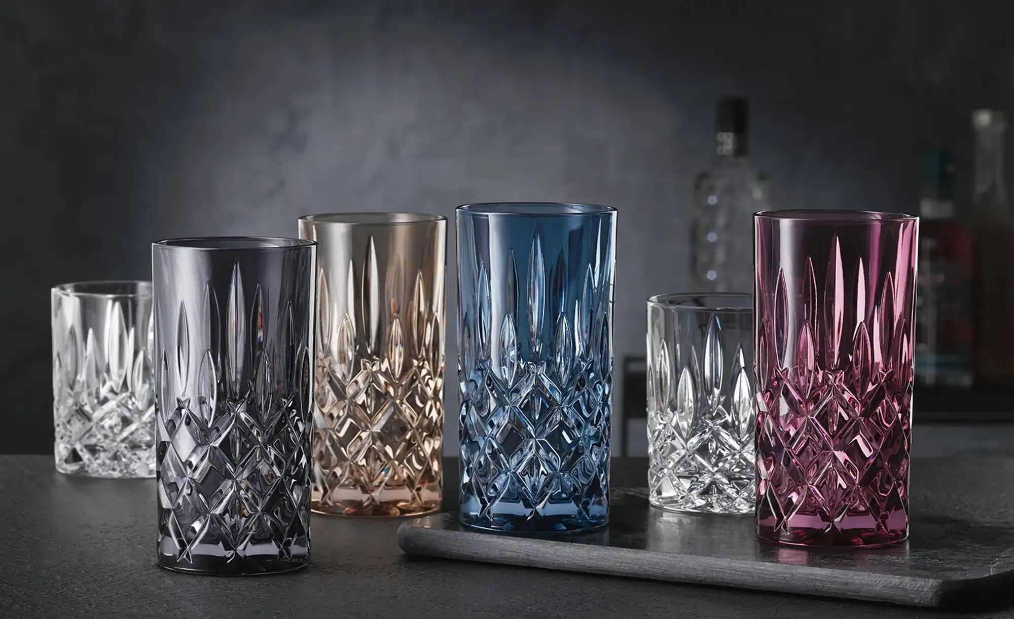 Nachtmann Longdrinkgläser  2er Set Noblesse ¦ rosa/pink ¦ Glas ¦ Maße (cm): günstig online kaufen