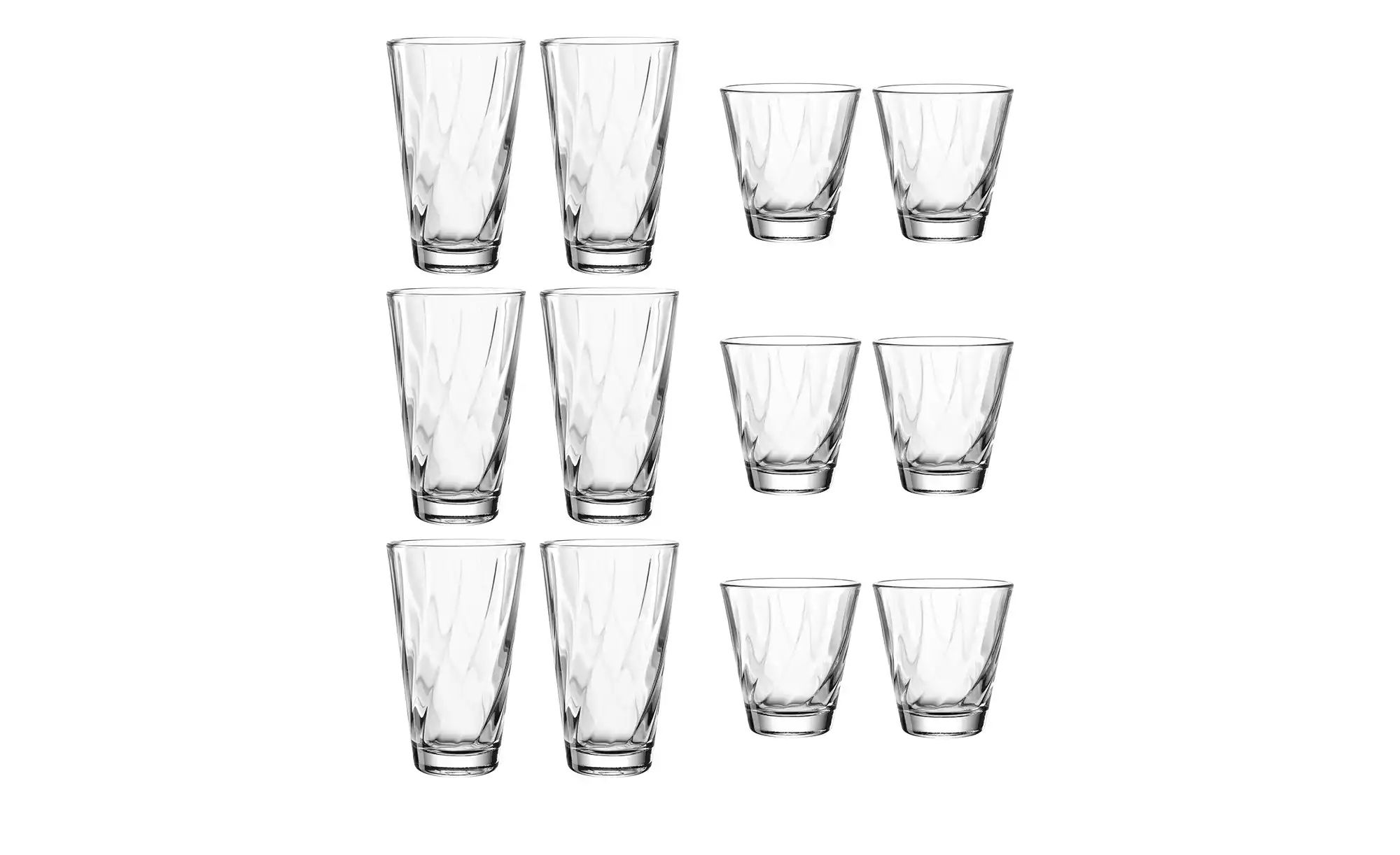 LEONARDO 12er-Gläserset  Twist ¦ transparent/klar ¦ Glas Gläser & Karaffen günstig online kaufen