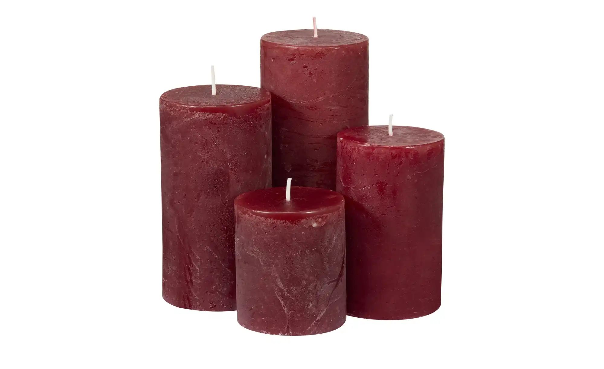 HOME STORY Stumpenkerze  4er Set   ¦ rot ¦ Paraffin ¦ Maße (cm): B: 14 H: 1 günstig online kaufen