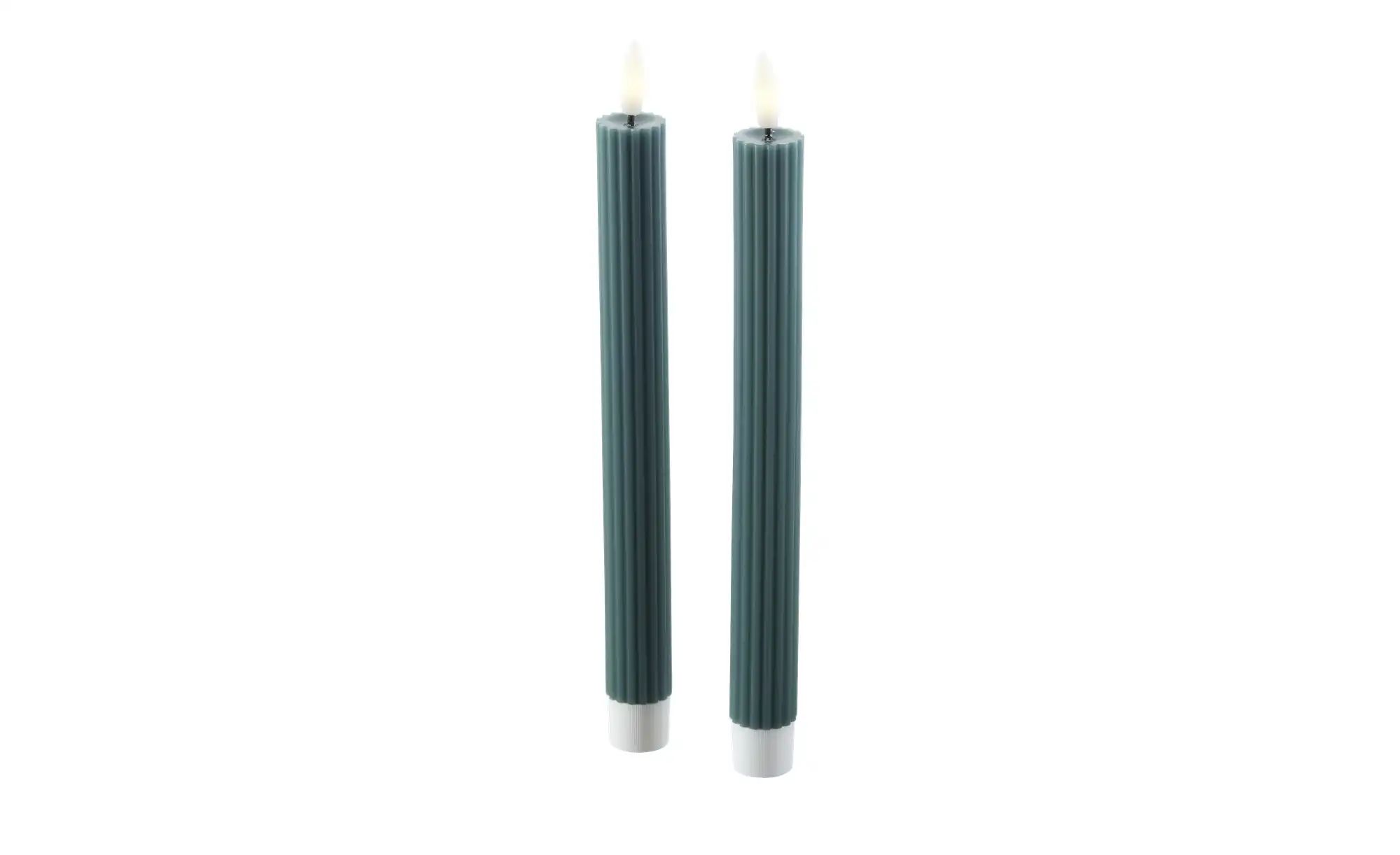 HOME STORY LED Stabkerze  2er Set   ¦ grün ¦ Paraffin,Kunststoff ¦ Maße (cm günstig online kaufen