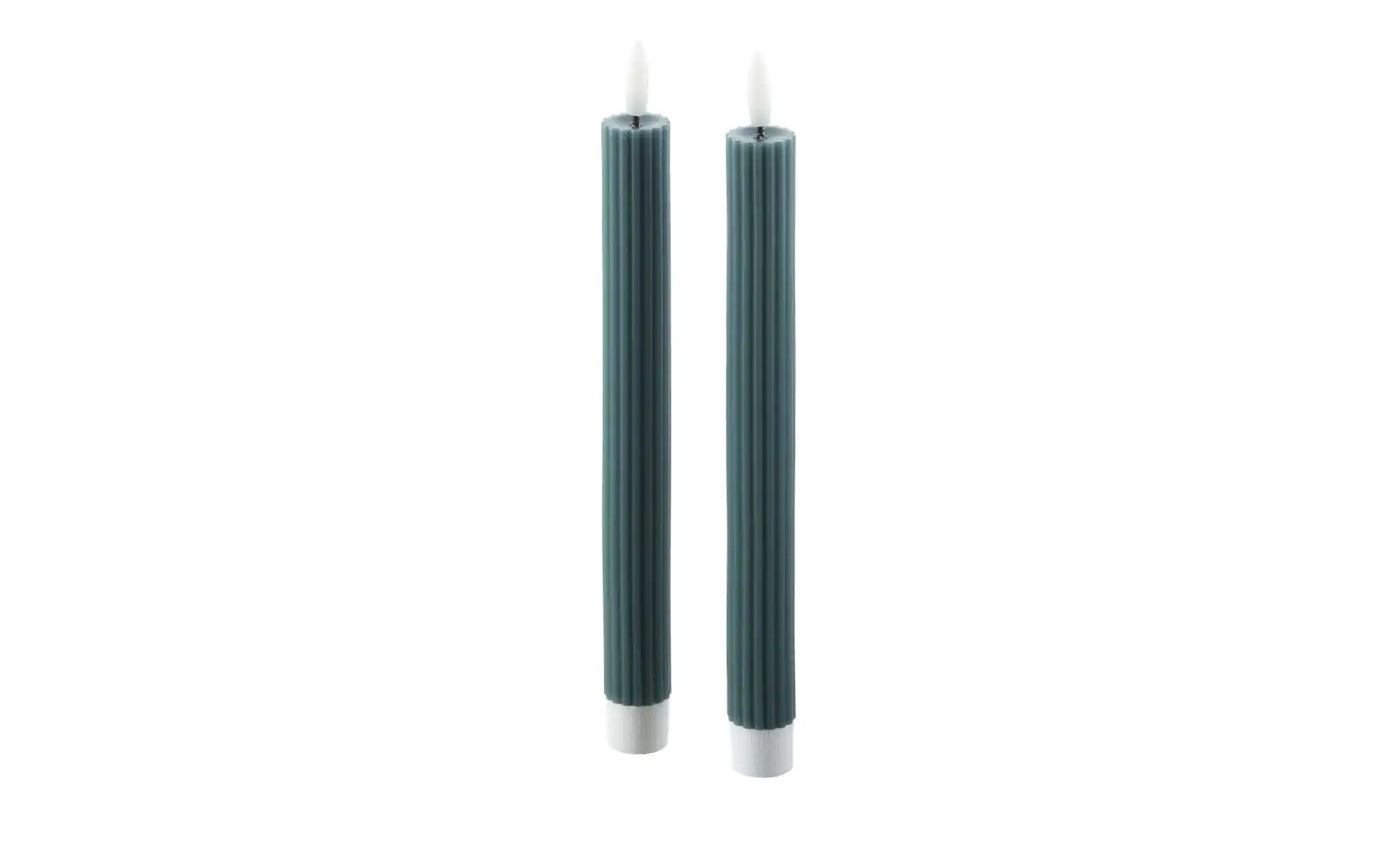 HOME STORY LED Stabkerze  2er Set   ¦ grün ¦ Paraffin,Kunststoff ¦ Maße (cm günstig online kaufen