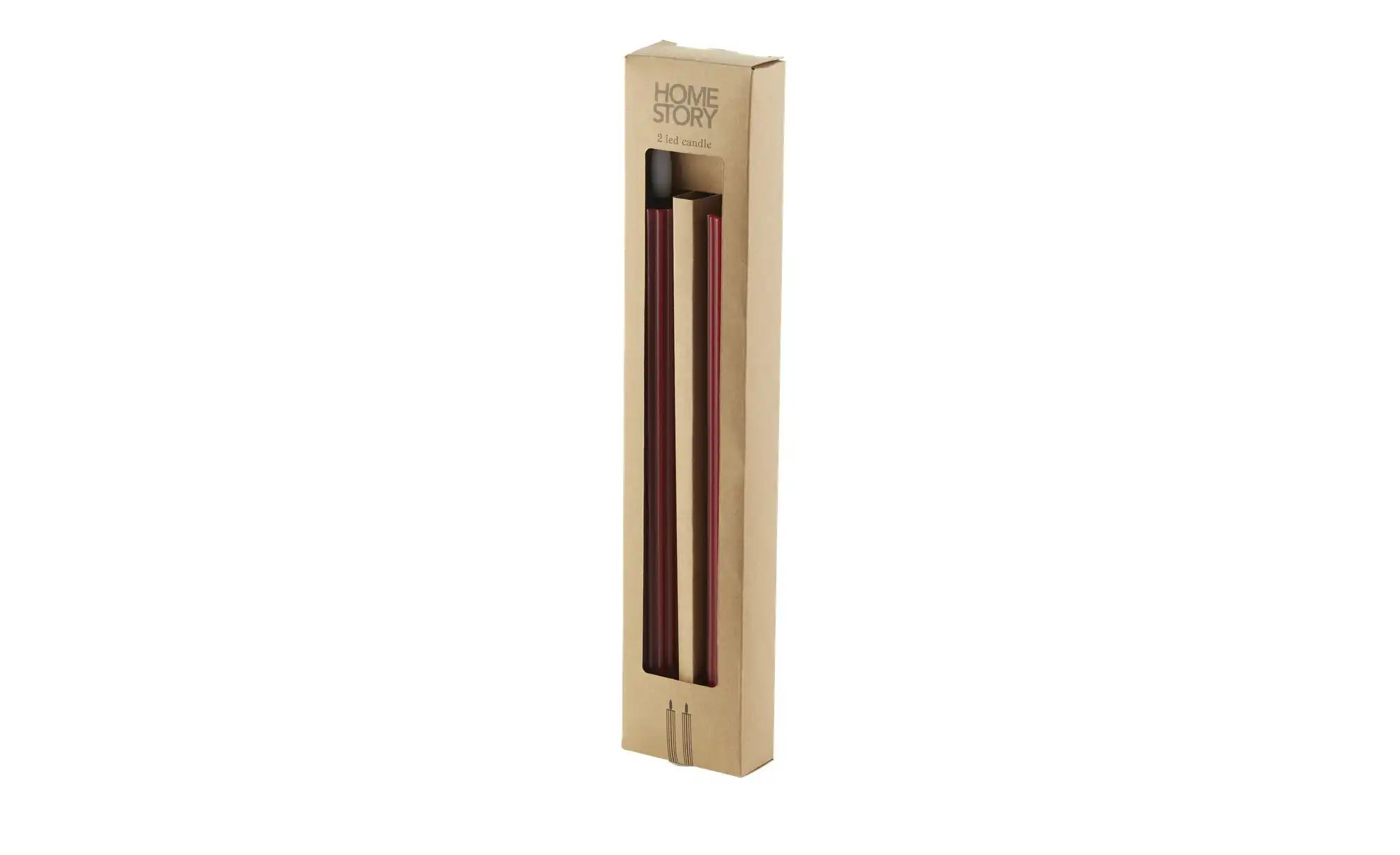 HOME STORY LED Stabkerze  2er Set   ¦ rot ¦ Paraffin,Kunststoff ¦ Maße (cm) günstig online kaufen