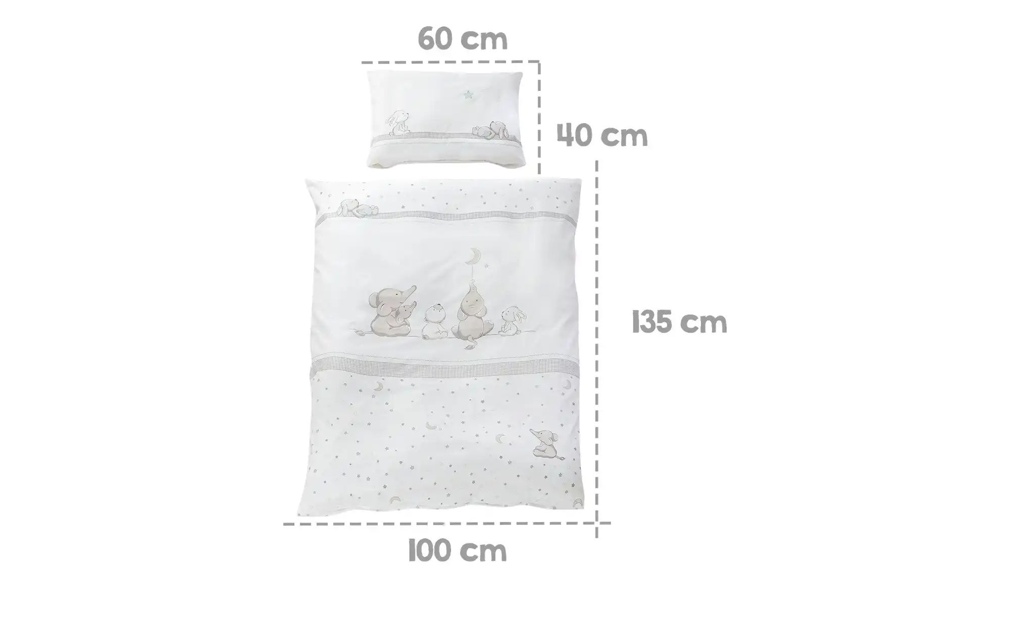 Roba Bettwäsche 2-teilig  Sternenzauber ¦ grau ¦ Maße (cm): B: 100 Baby > B günstig online kaufen
