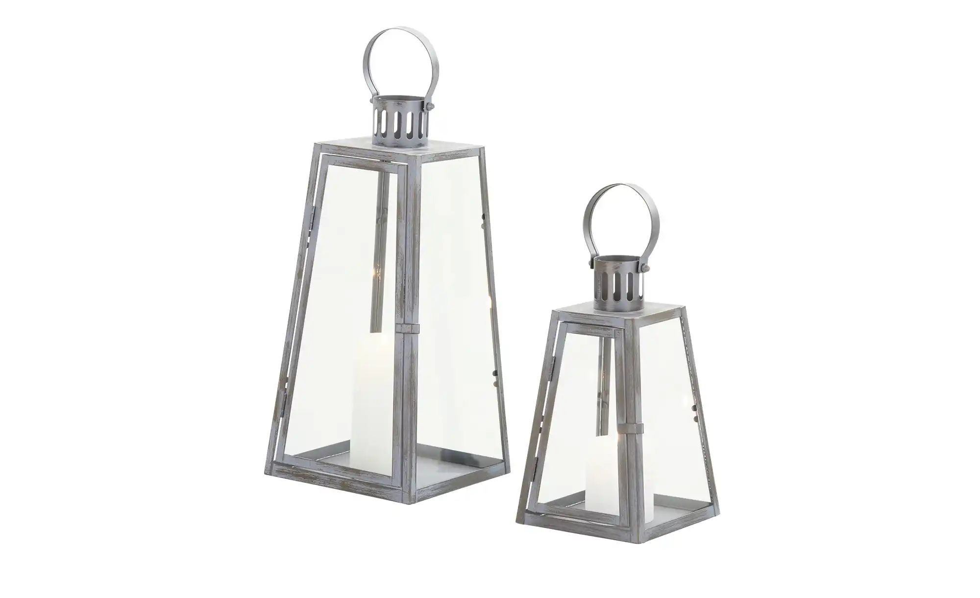 Laterne, 2er Set ¦ weiß ¦ Glas, Metall ¦ Maße (cm): B: 19 H: 41 T: 19 Acces günstig online kaufen