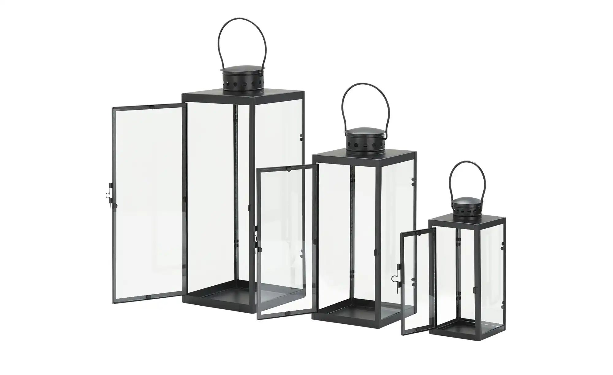 Laterne  3er Set   ¦ schwarz ¦ Metall,Glas ¦ Maße (cm): B: 17,2 H: 45 T: 17 günstig online kaufen