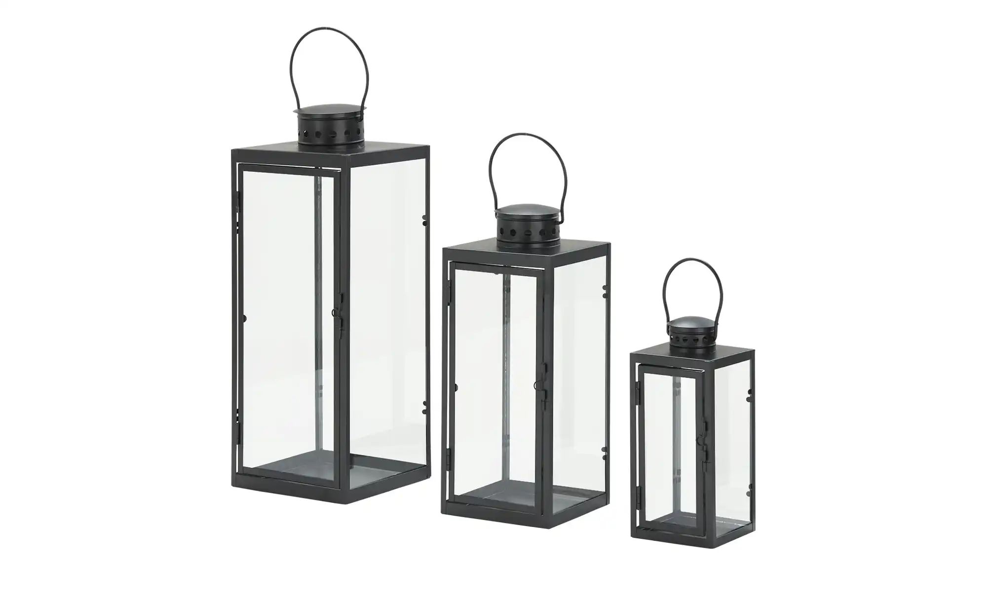 Laterne  3er Set   ¦ schwarz ¦ Metall,Glas ¦ Maße (cm): B: 17,2 H: 45 T: 17 günstig online kaufen