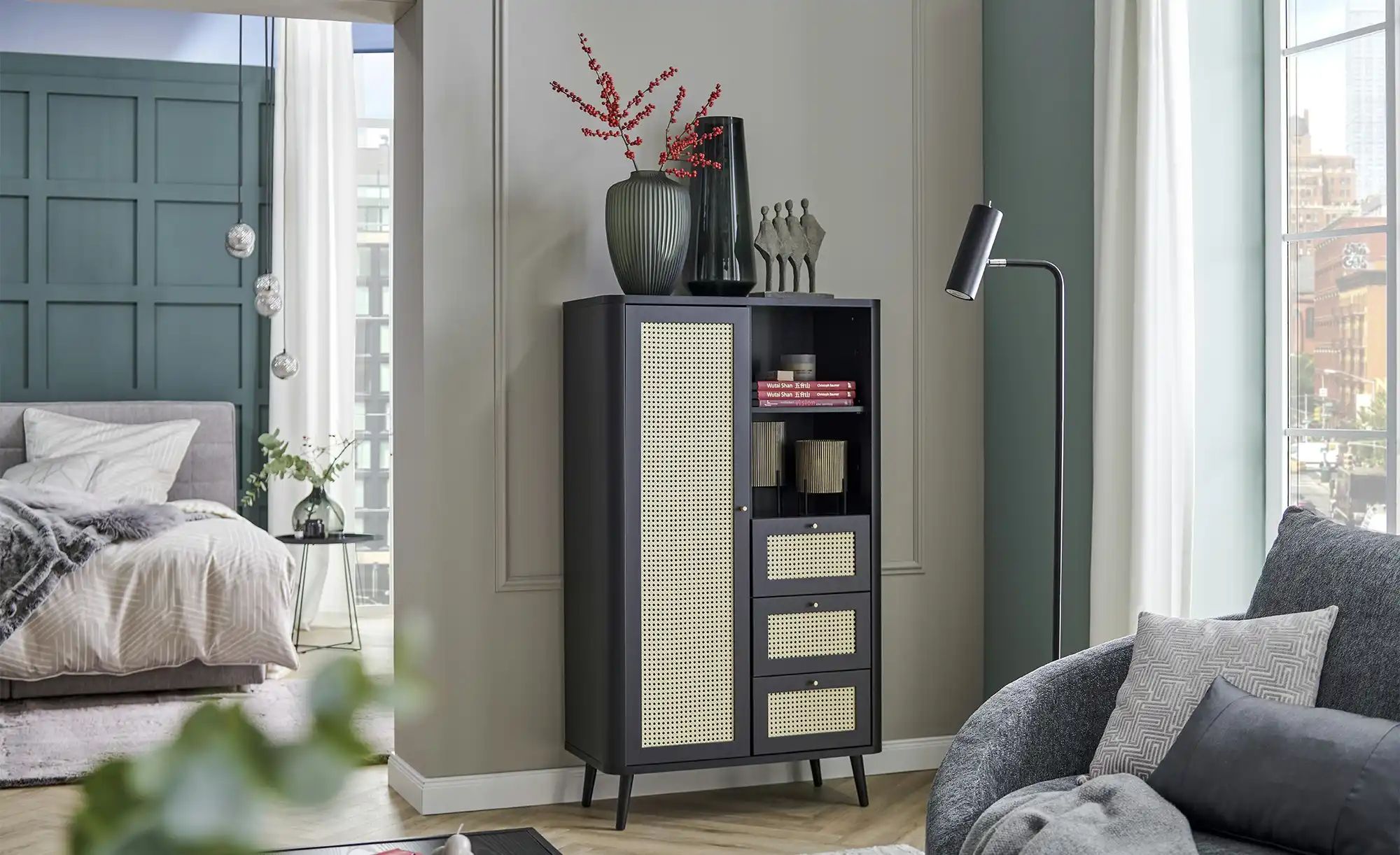 Thumbnail - Vase ¦ schwarz ¦ Glas ¦ Maße (cm): H: 53,5 Ø: 20.5 Accessoires > Vasen - Höffner