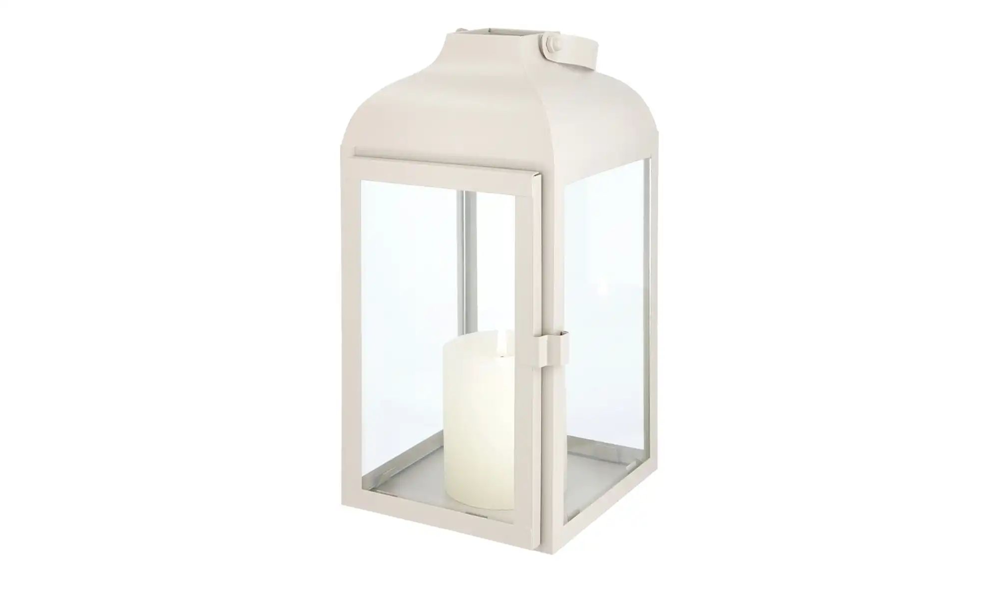 Thumbnail - Laterne   ¦ weiß ¦ Eisen,Glas ¦ Maße (cm): B: 13,5 H: 25,5 T: 13.0 Accessoires > Kerzen & Kerzenständer - Höffner