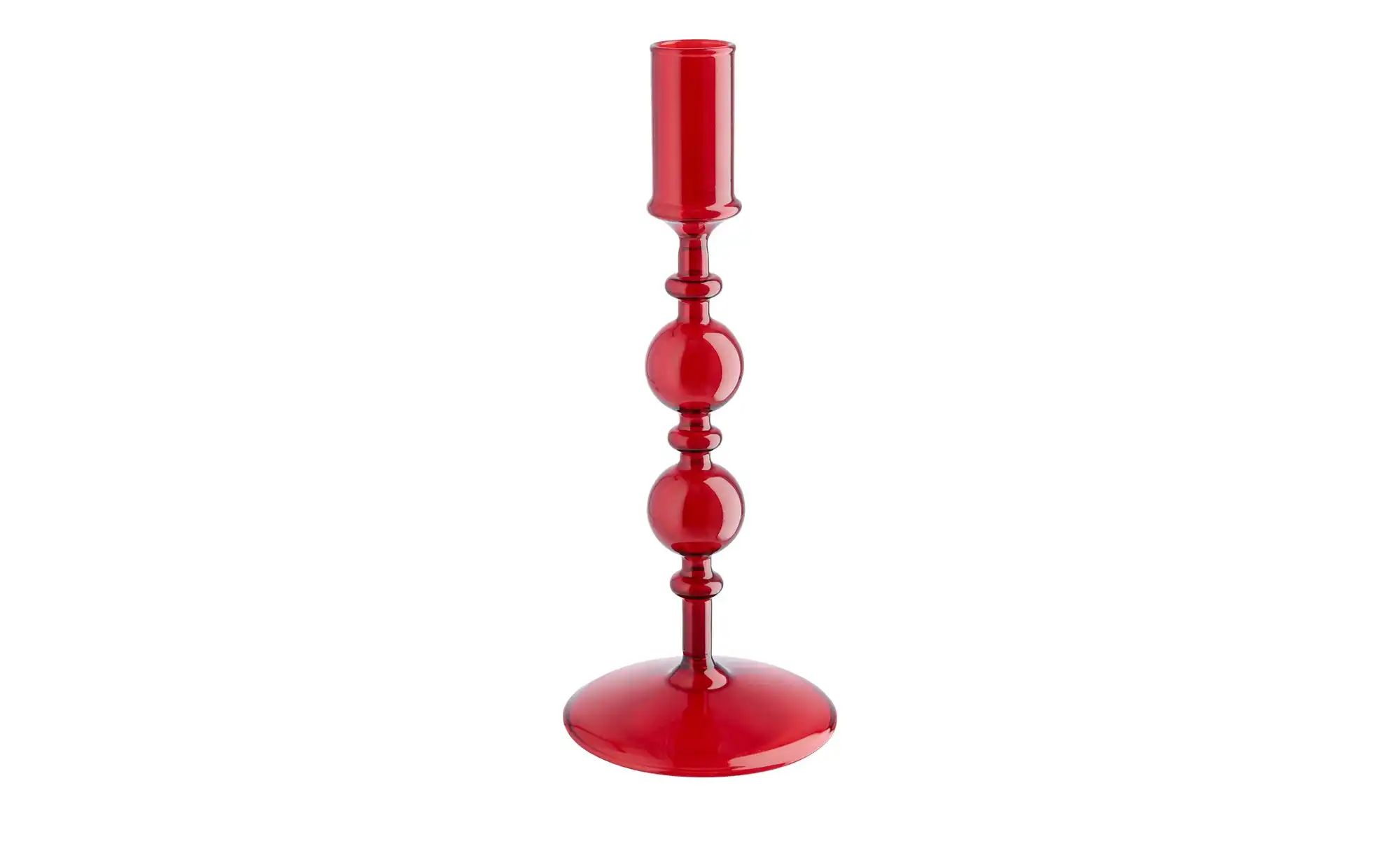 Kerzenhalter ¦ rot ¦ Glas ¦ Maße (cm): H: 22  Ø: 9 Accessoires > Kerzen & K günstig online kaufen