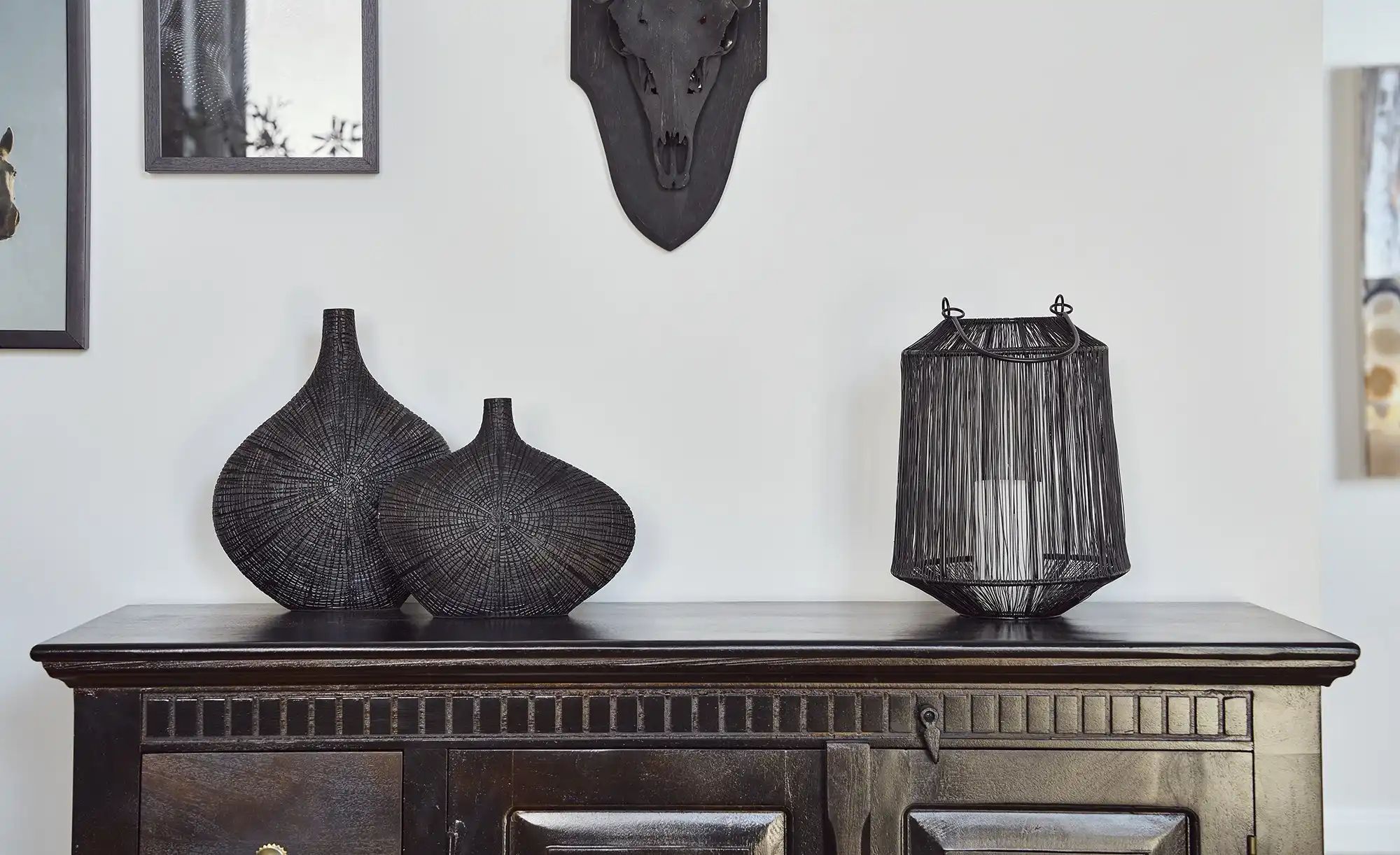 HOME STORY Deko Vase   ¦ schwarz ¦ Polyresin (Kunstharz) ¦ Maße (cm): B: 25 günstig online kaufen