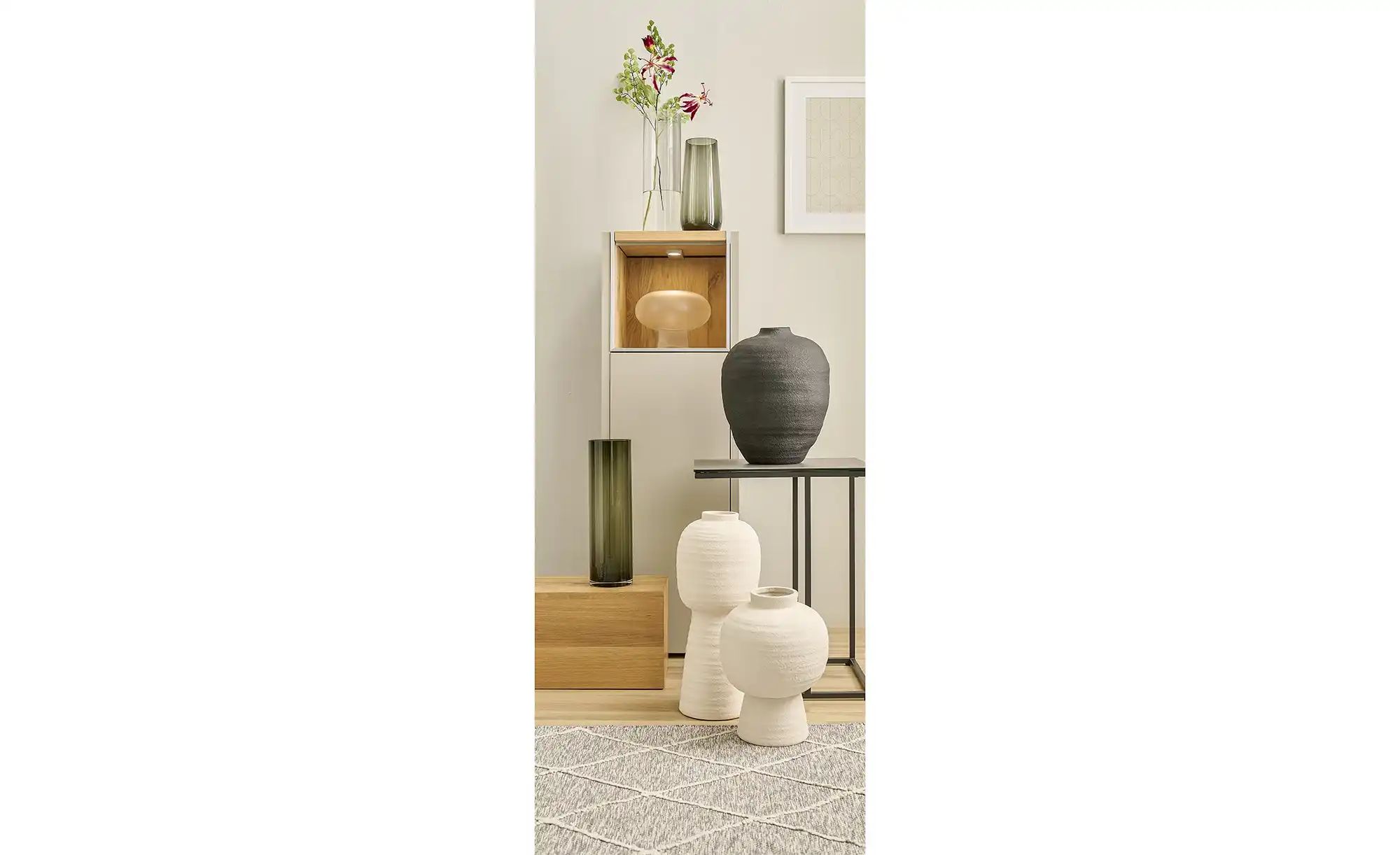 HOME STORY Vase ¦ weiß ¦ Glas ¦ Maße (cm): H: 18  Ø: 23.5 Accessoires > Vas günstig online kaufen