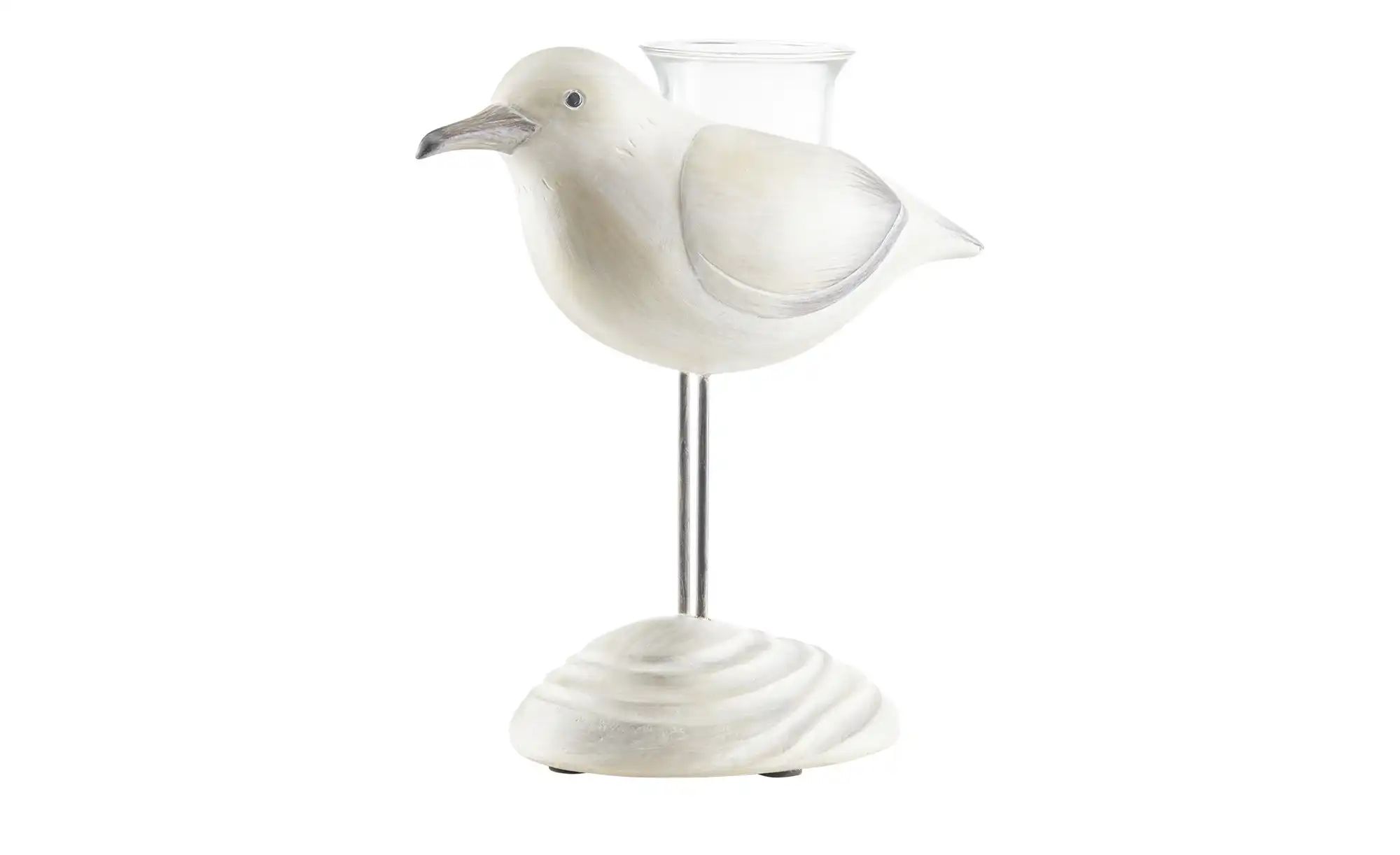 HOME STORY Teelichthalter   Möwe ¦ weiß ¦ Polyresin (Kunstharz), Glas ¦ Maß günstig online kaufen