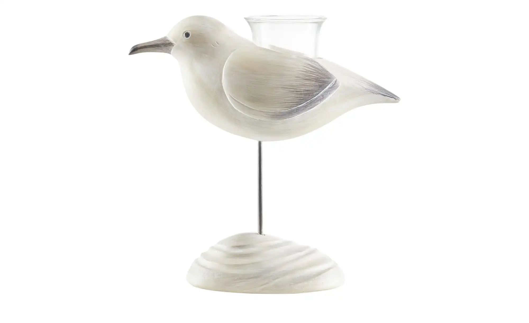 HOME STORY Teelichthalter   Möwe ¦ weiß ¦ Polyresin (Kunstharz), Glas ¦ Maß günstig online kaufen