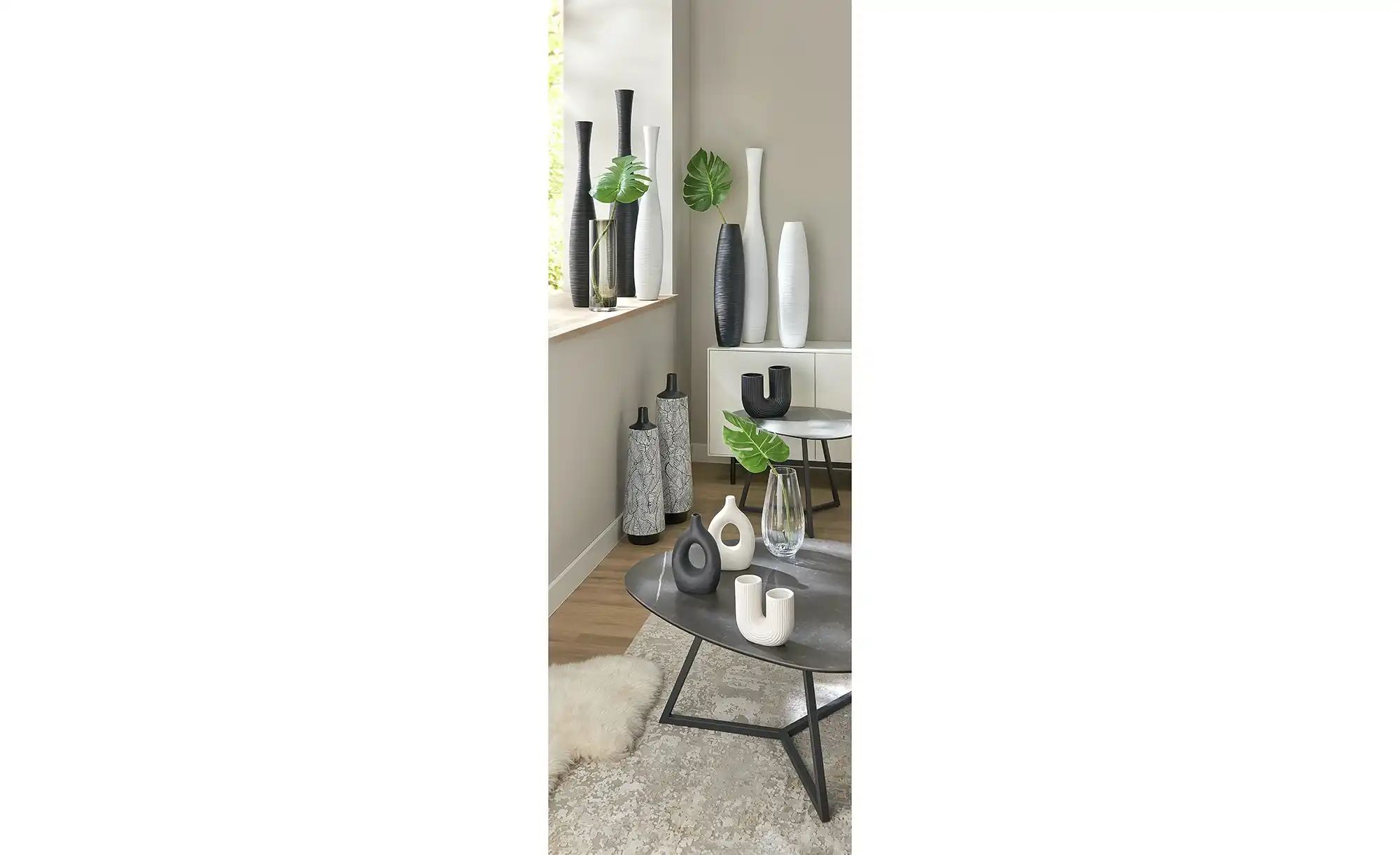 HOME STORY Vase   ¦ weiß ¦ Dolomite ¦ Maße (cm): B: 14,8 H: 13,8 T: 6.8 Acc günstig online kaufen