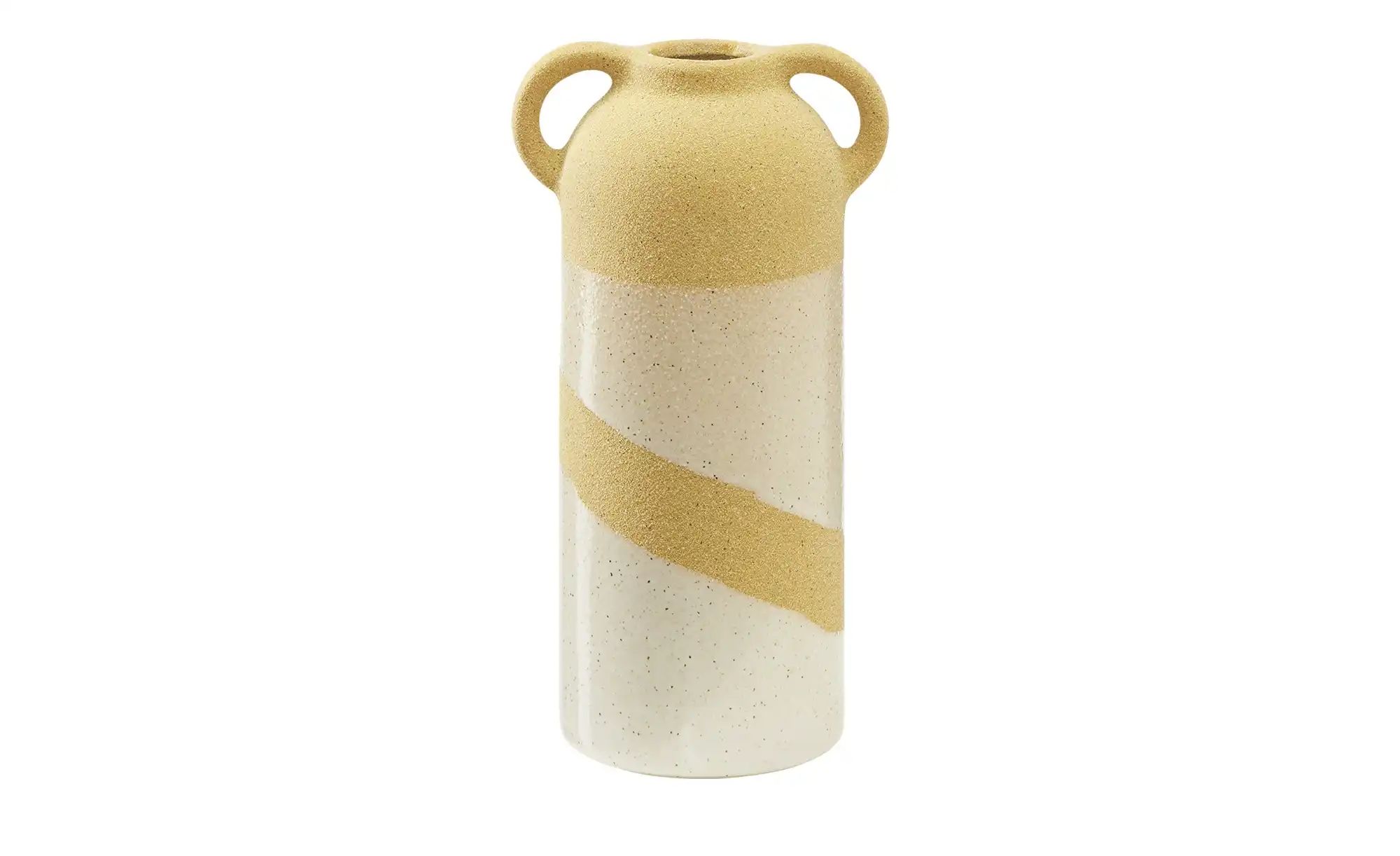 HOME STORY Vase   ¦ gelb ¦ Steingut ¦ Maße (cm): H: 20,7  Ø: 10.6 Accessoir günstig online kaufen