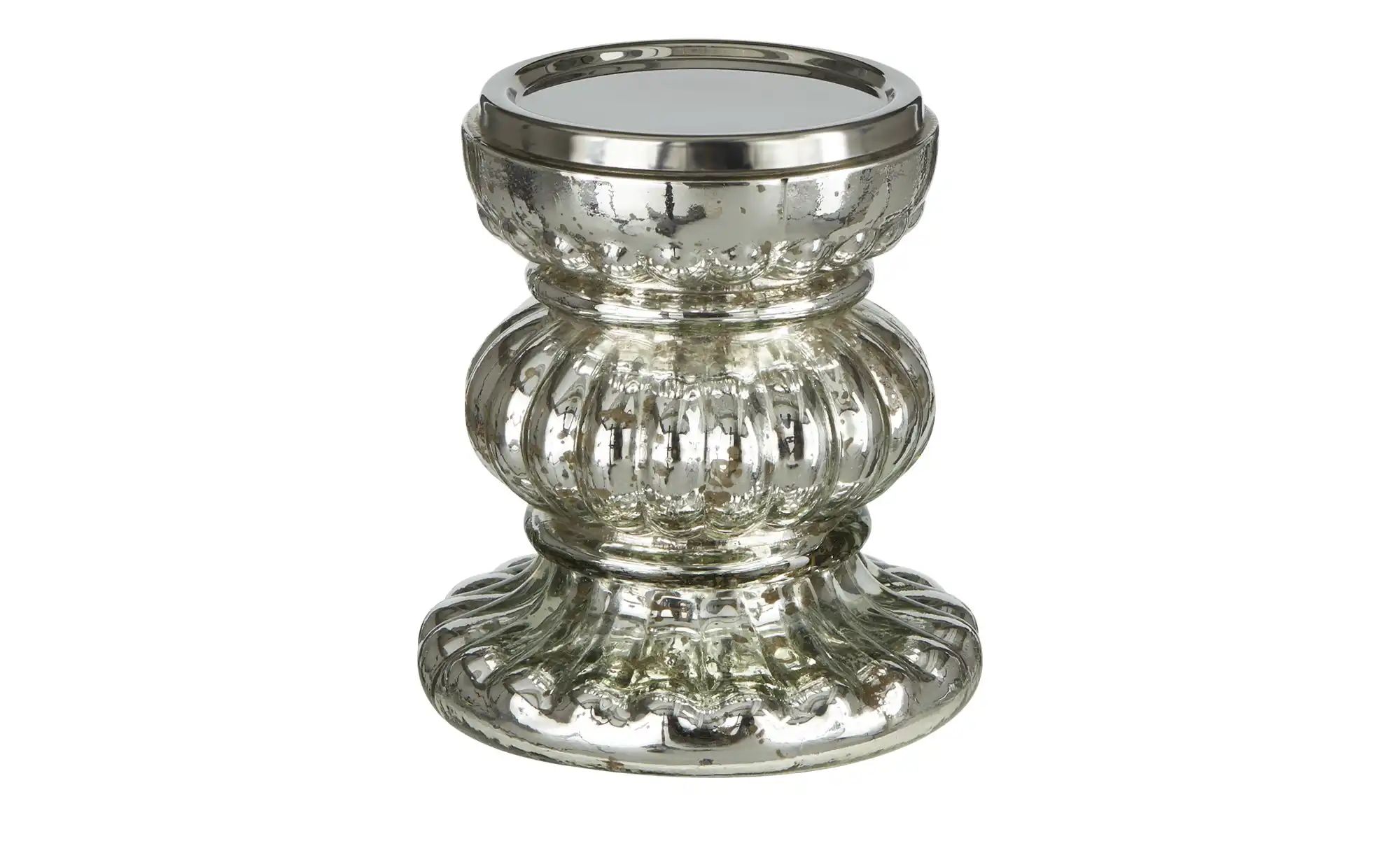 Kerzenständer ¦ silber ¦ Glas ¦ Maße (cm): H: 13,5  Ø: 12 Accessoires > Ker günstig online kaufen