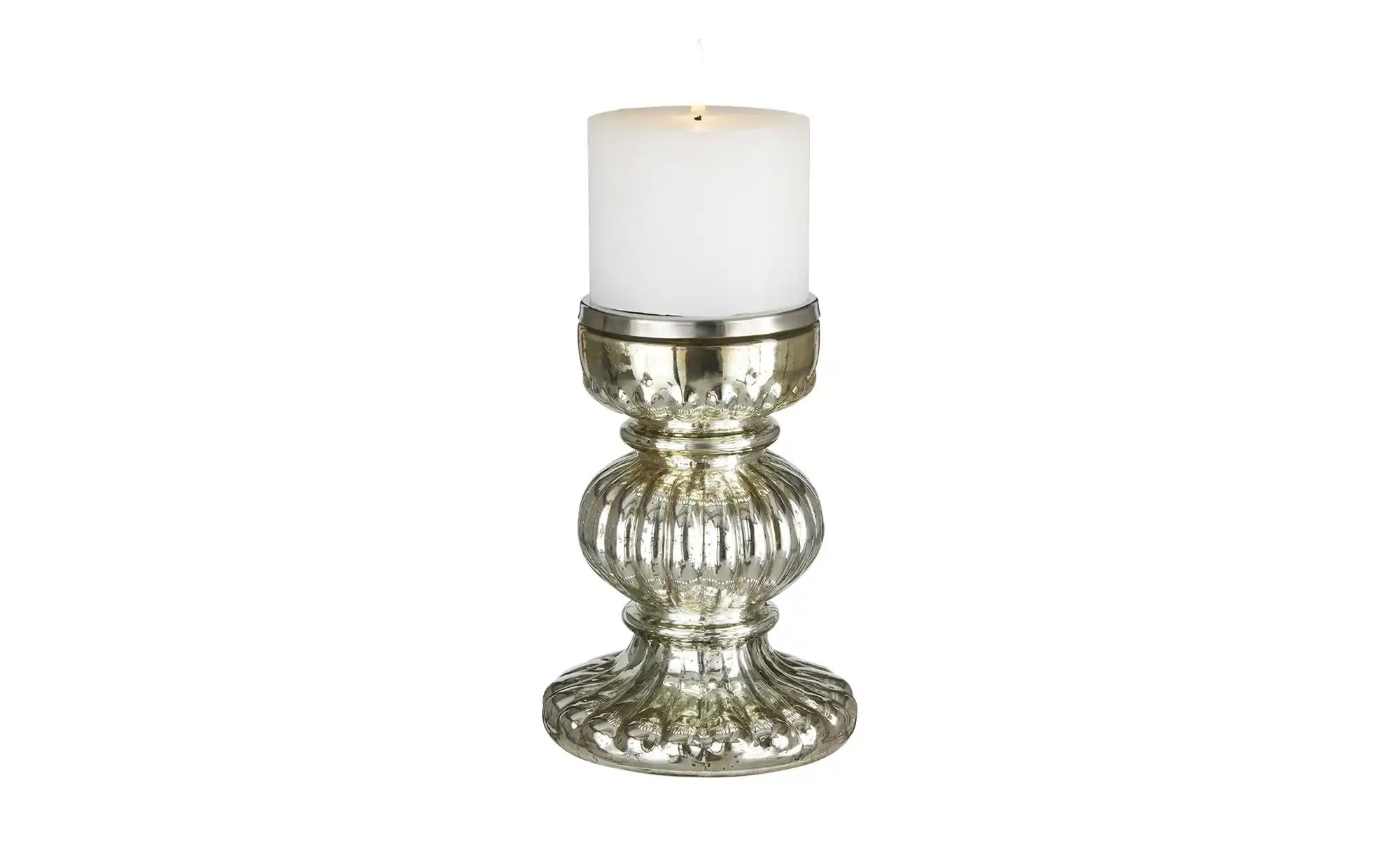 Kerzenständer ¦ silber ¦ Glas ¦ Maße (cm): H: 20  Ø: 14.5 Accessoires > Ker günstig online kaufen