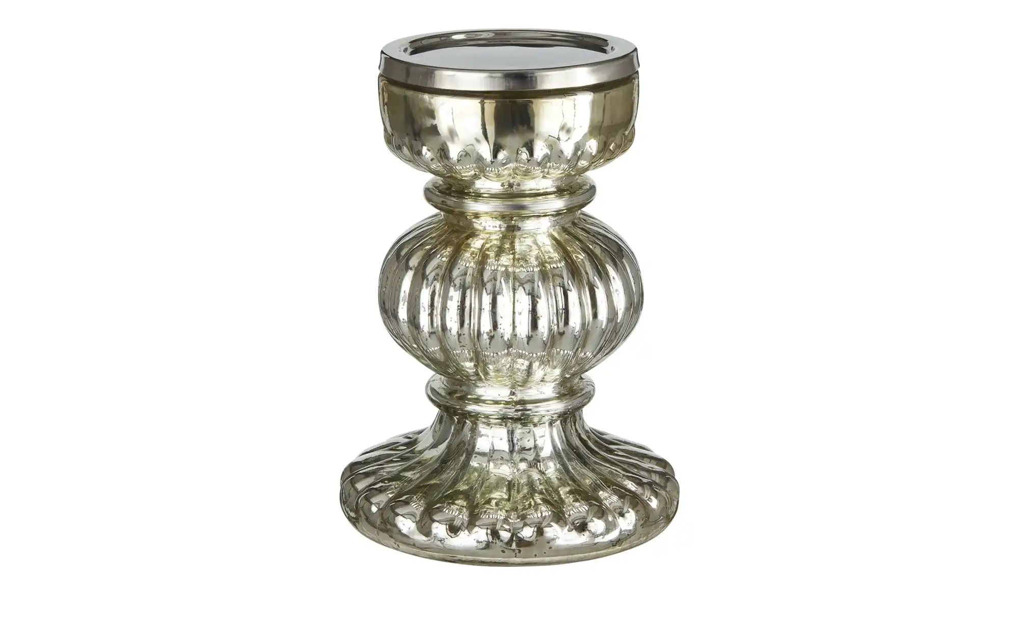 Kerzenständer ¦ silber ¦ Glas ¦ Maße (cm): H: 20  Ø: 14.5 Accessoires > Ker günstig online kaufen