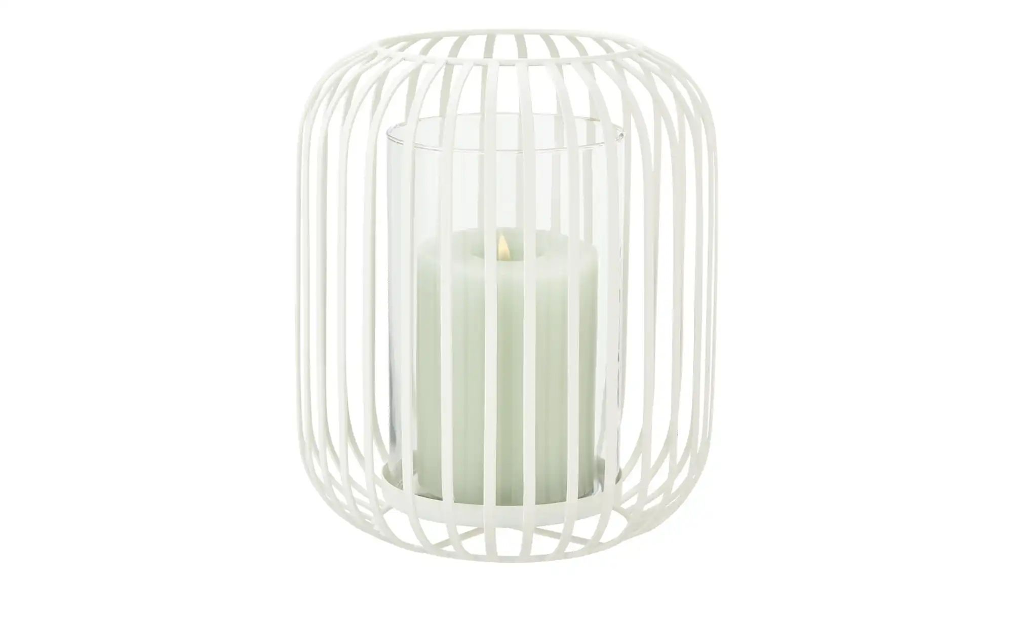 HOME STORY Windlicht mit Glaseinsatz   ¦ weiß ¦ Eisen,Glas ¦ Maße (cm): H: günstig online kaufen