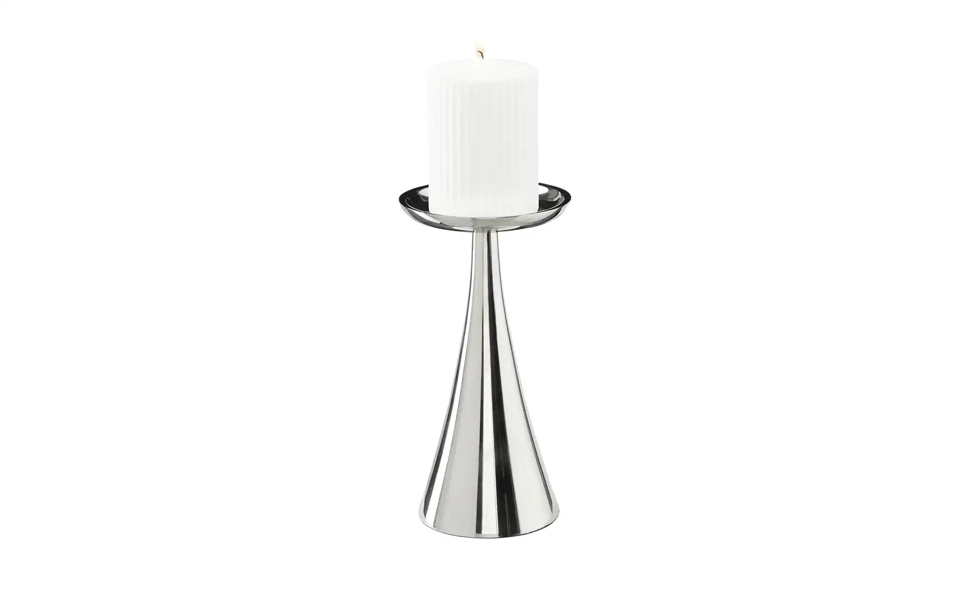 HOME STORY Kerzenständer   ¦ silber ¦ Aluminium ¦ Maße (cm): H: 20  Ø: 10 A günstig online kaufen