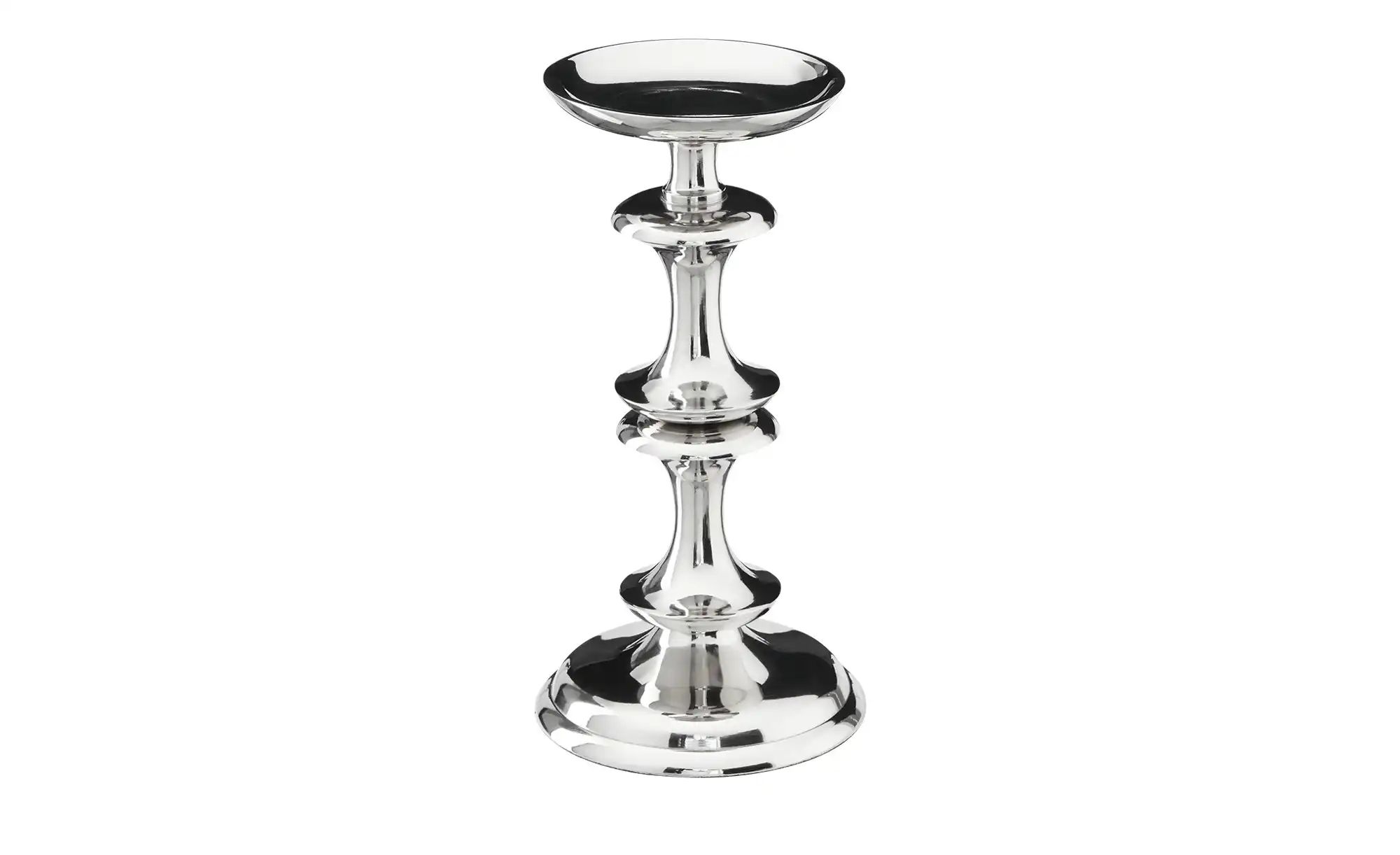 HOME STORY Kerzenständer   ¦ silber ¦ Aluminium ¦ Maße (cm): H: 24  Ø: 12 A günstig online kaufen